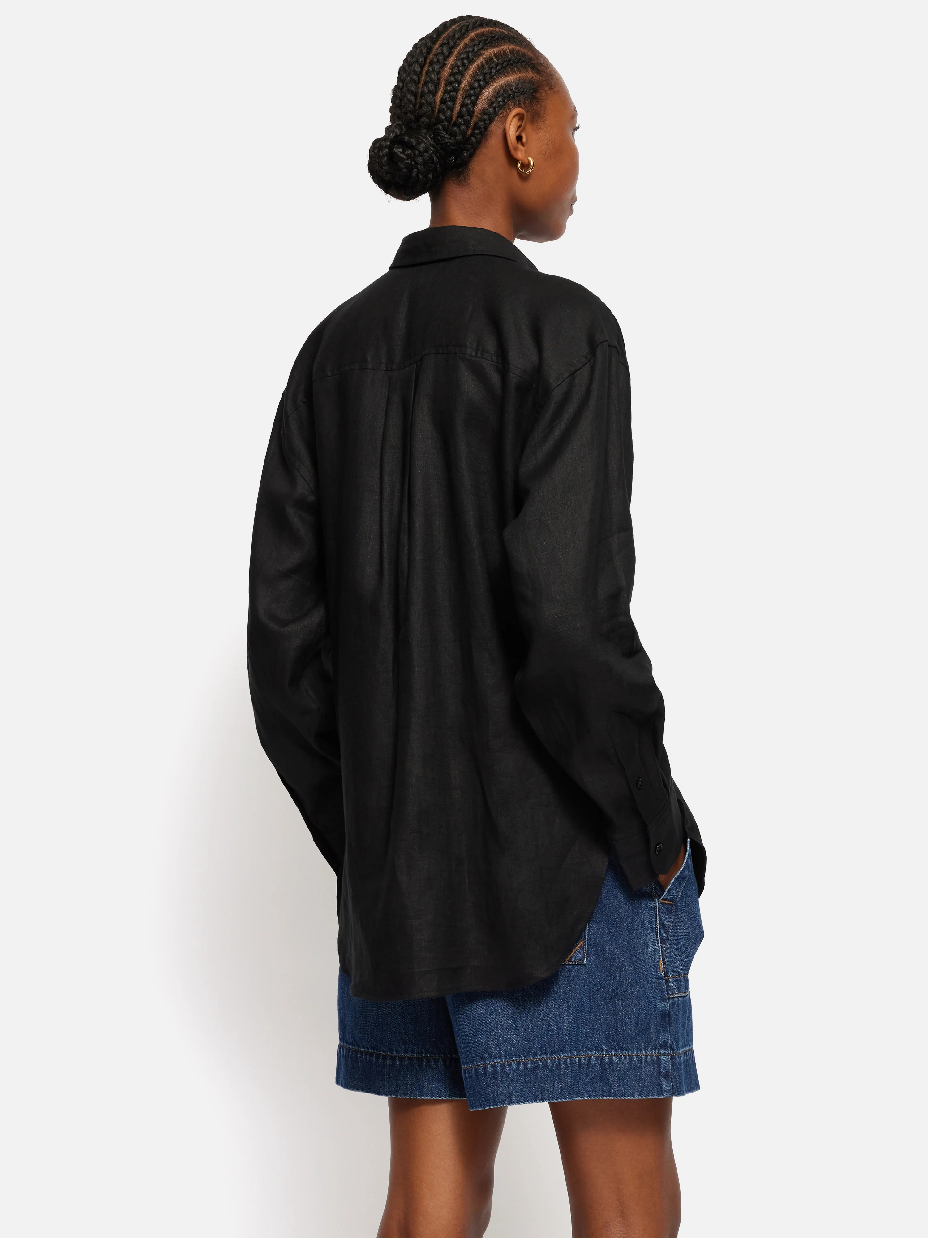 Linen Relaxed Shirt | Black - Image 5