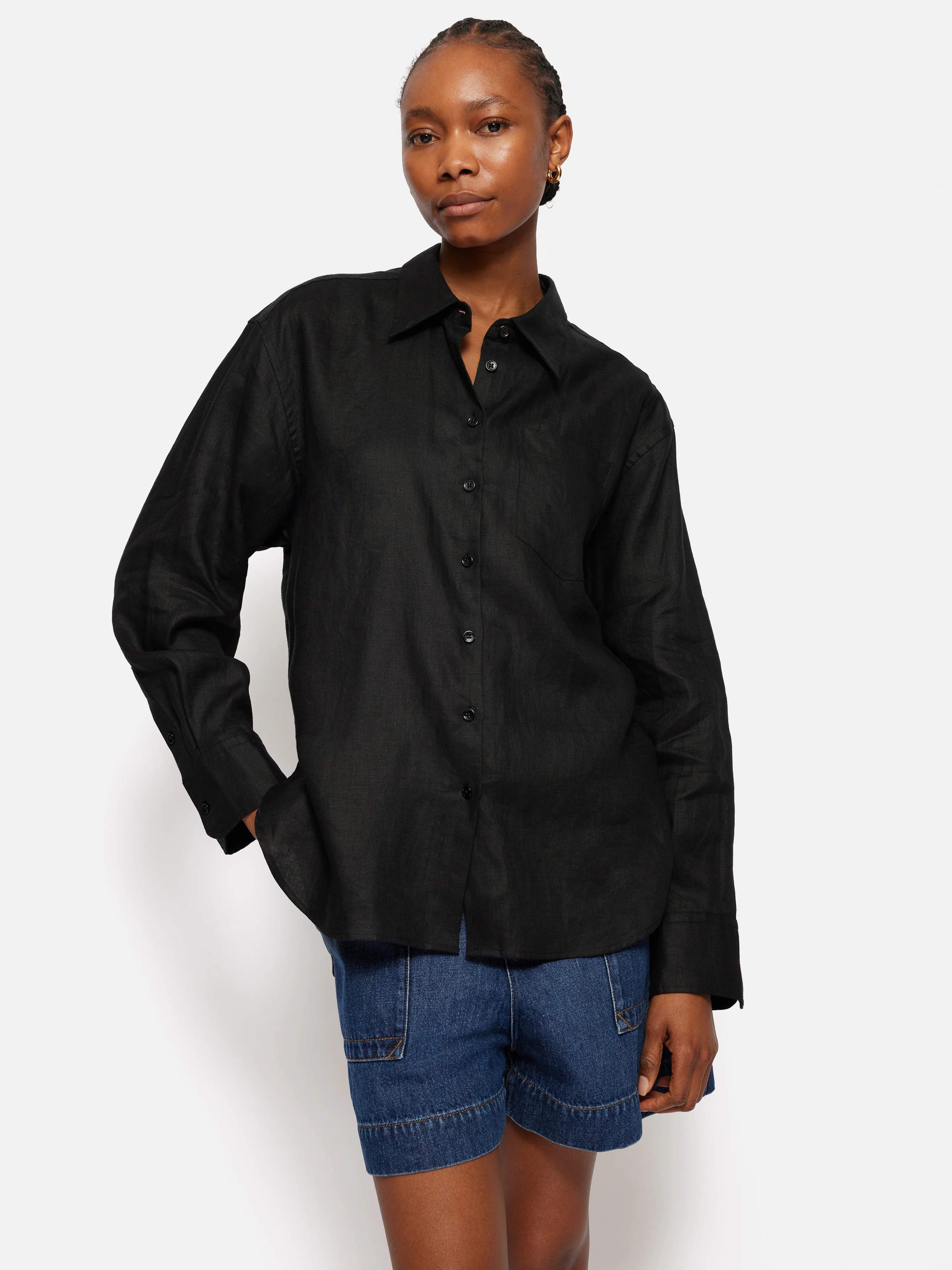 Linen Relaxed Shirt | Black - Image 6