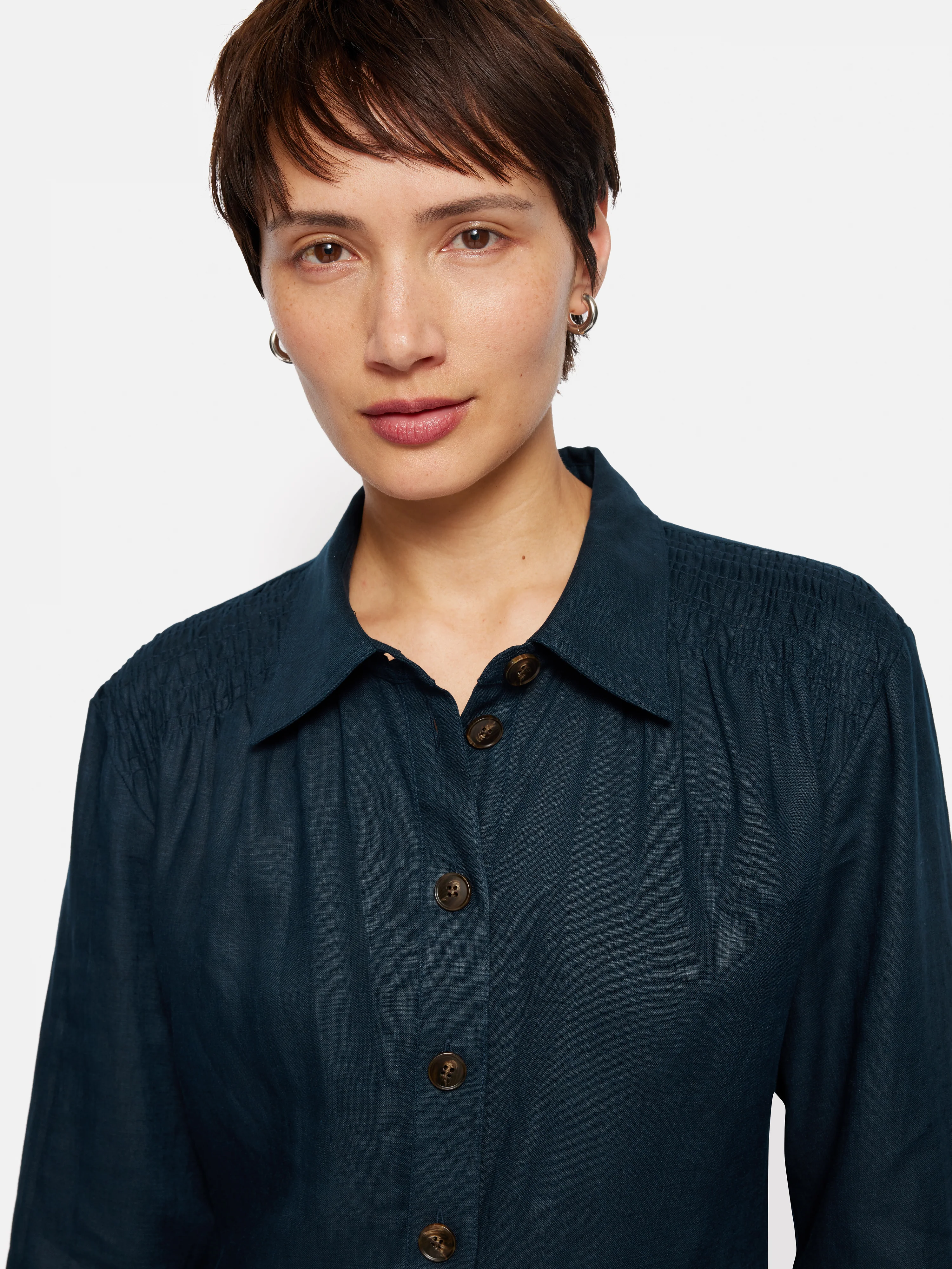 Linen Shirt Dress | Navy - Image 4
