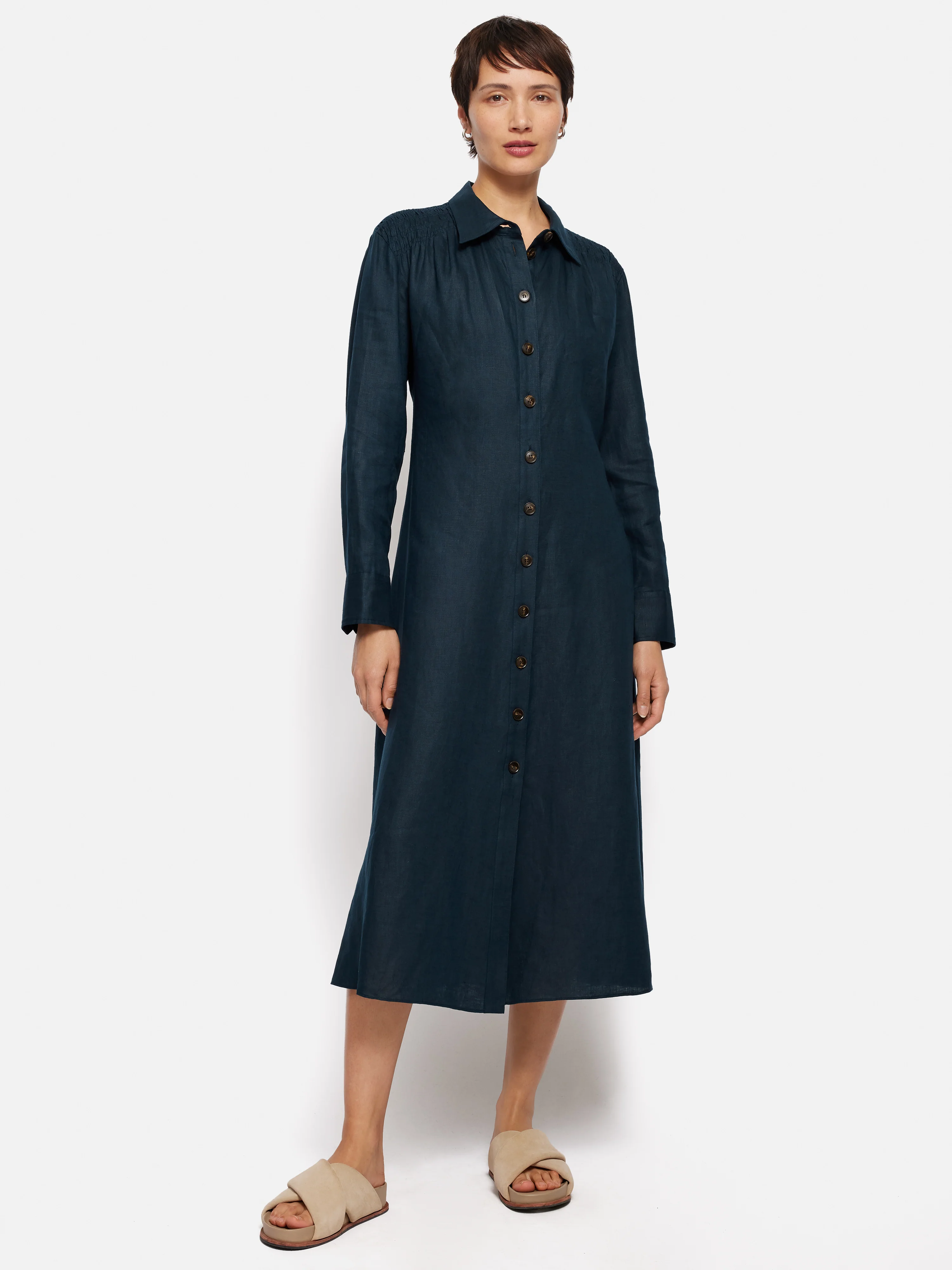 Linen Shirt Dress | Navy - Image 6