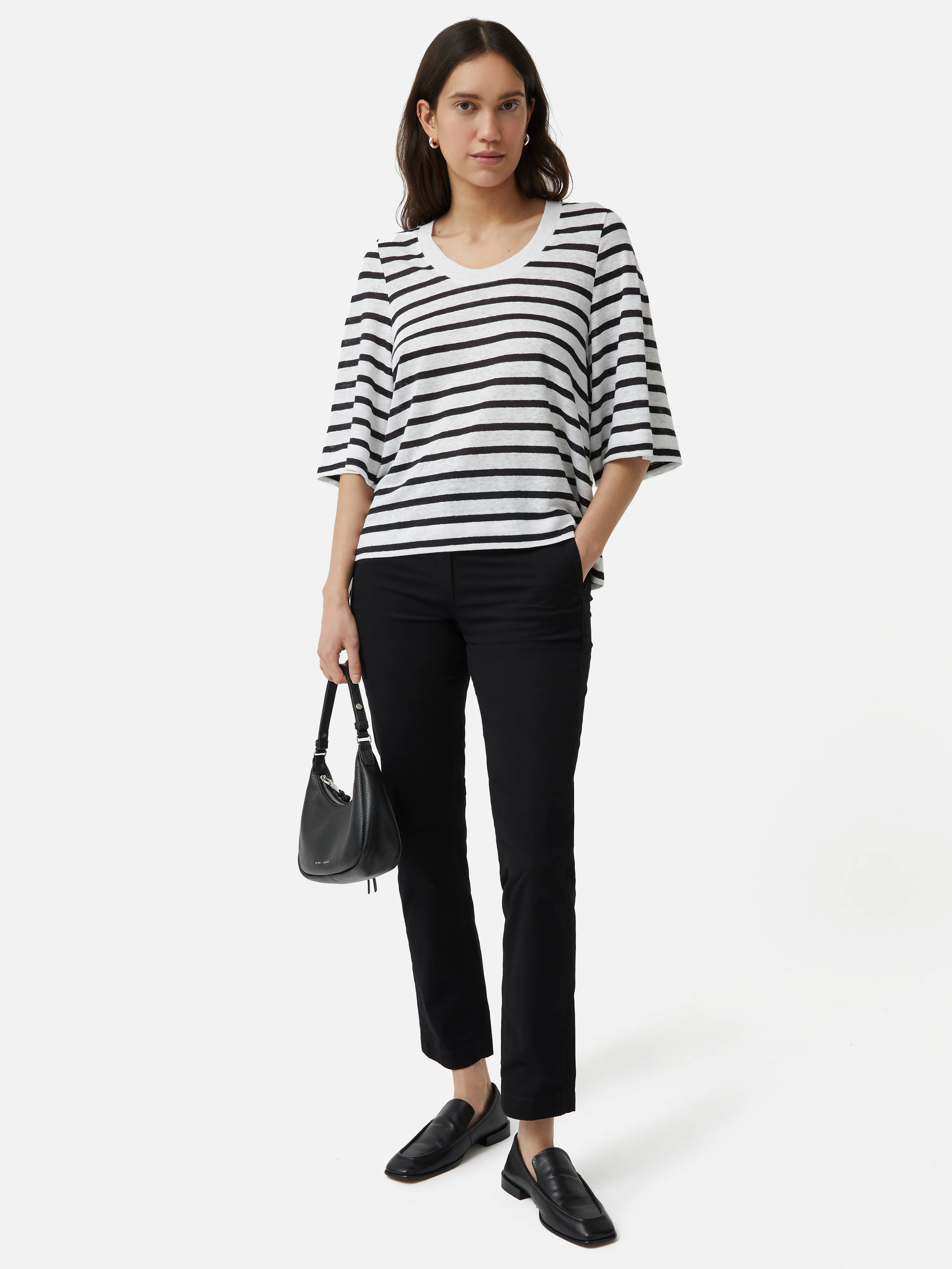 Linen Stripe Short Sleeve Tee | Navy - Image 3