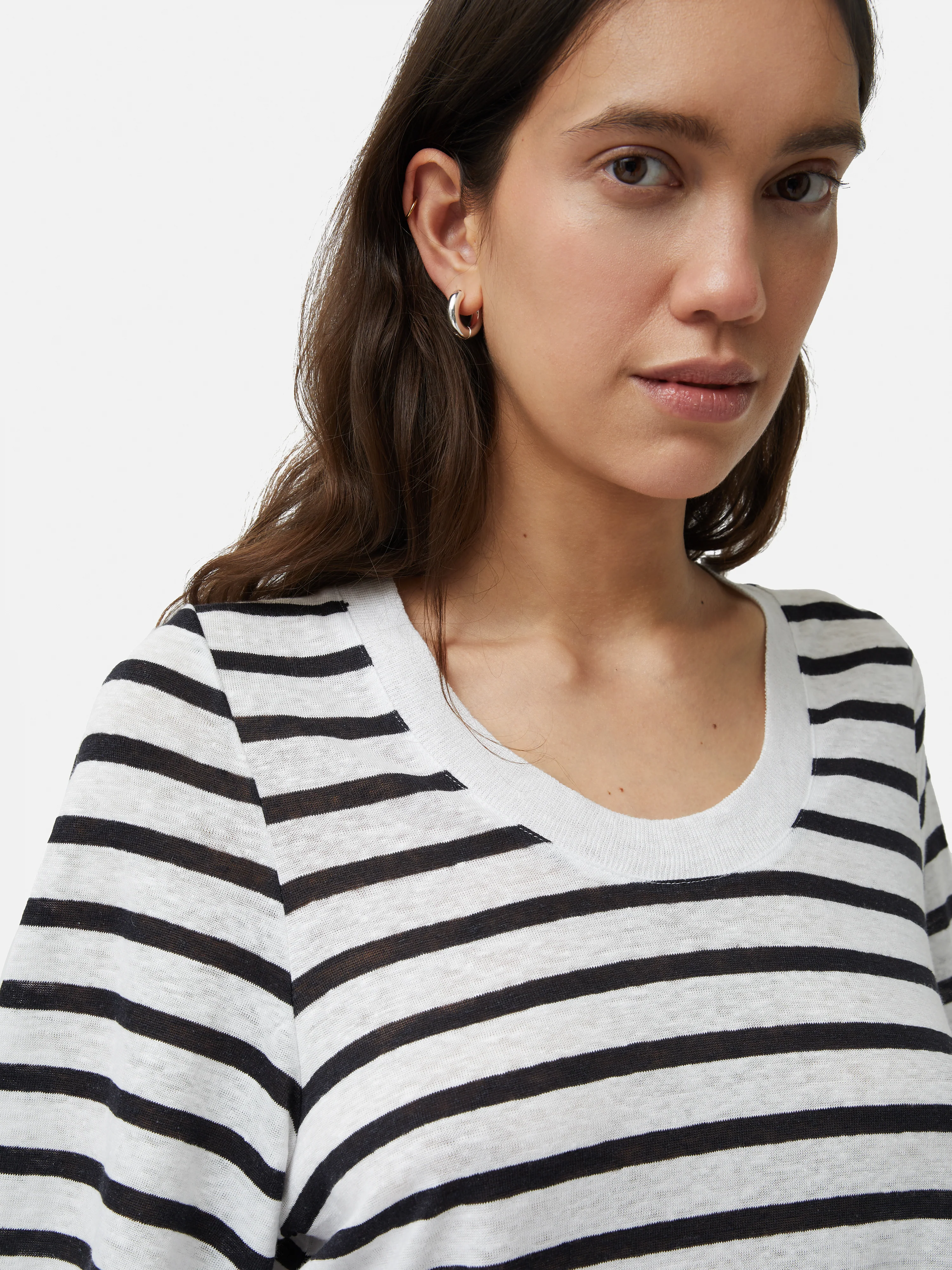 Linen Stripe Short Sleeve Tee | Navy - Image 4