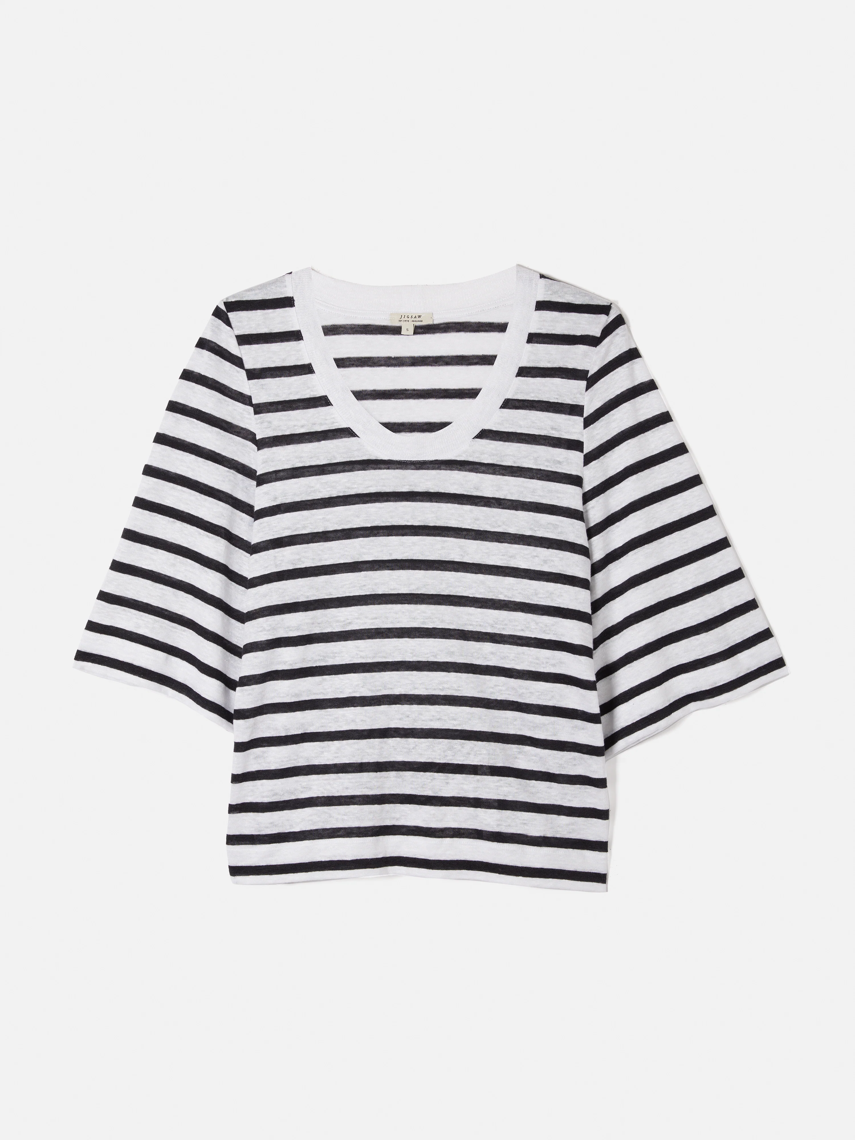 Linen Stripe Short Sleeve Tee | Navy - Image 8