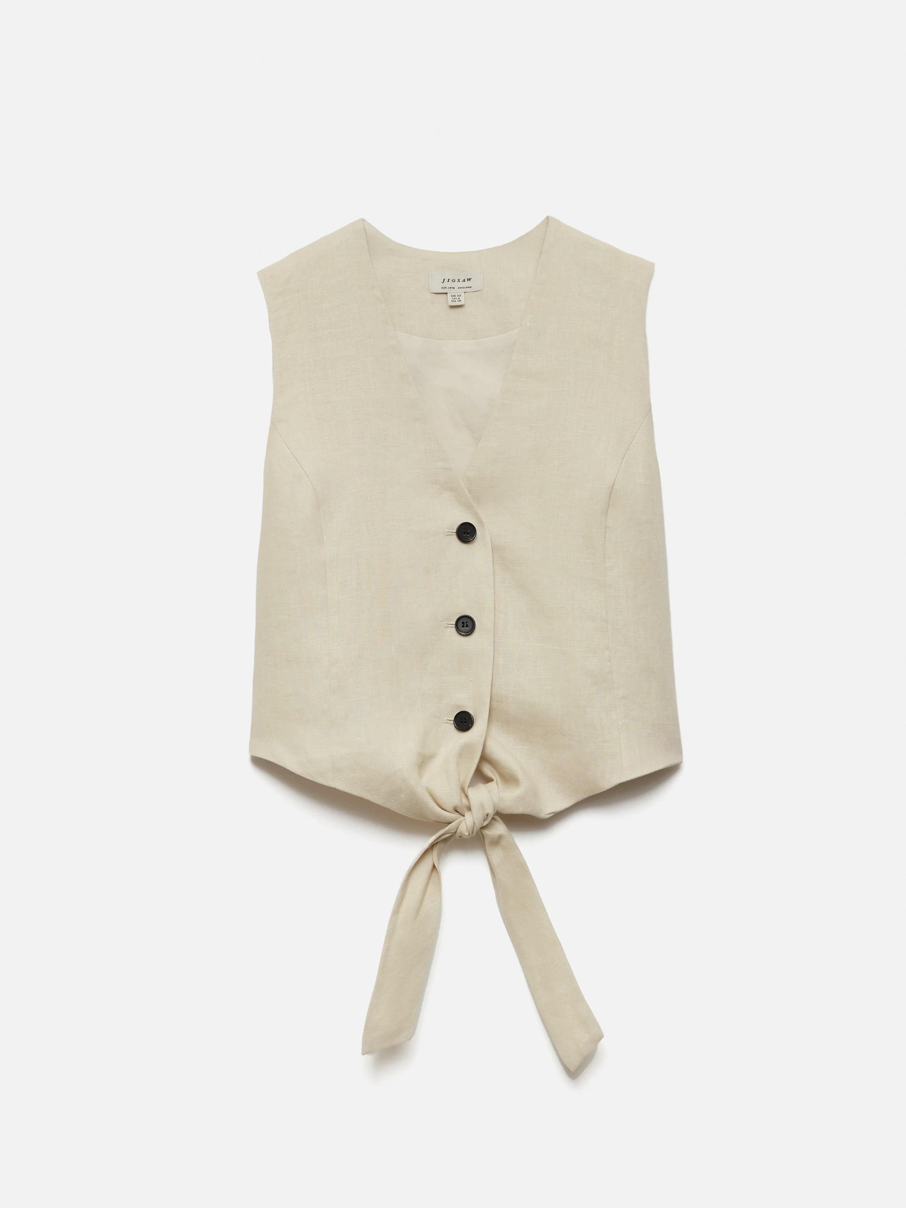 Linen Tie Front Waistcoat | Cream - Image 7