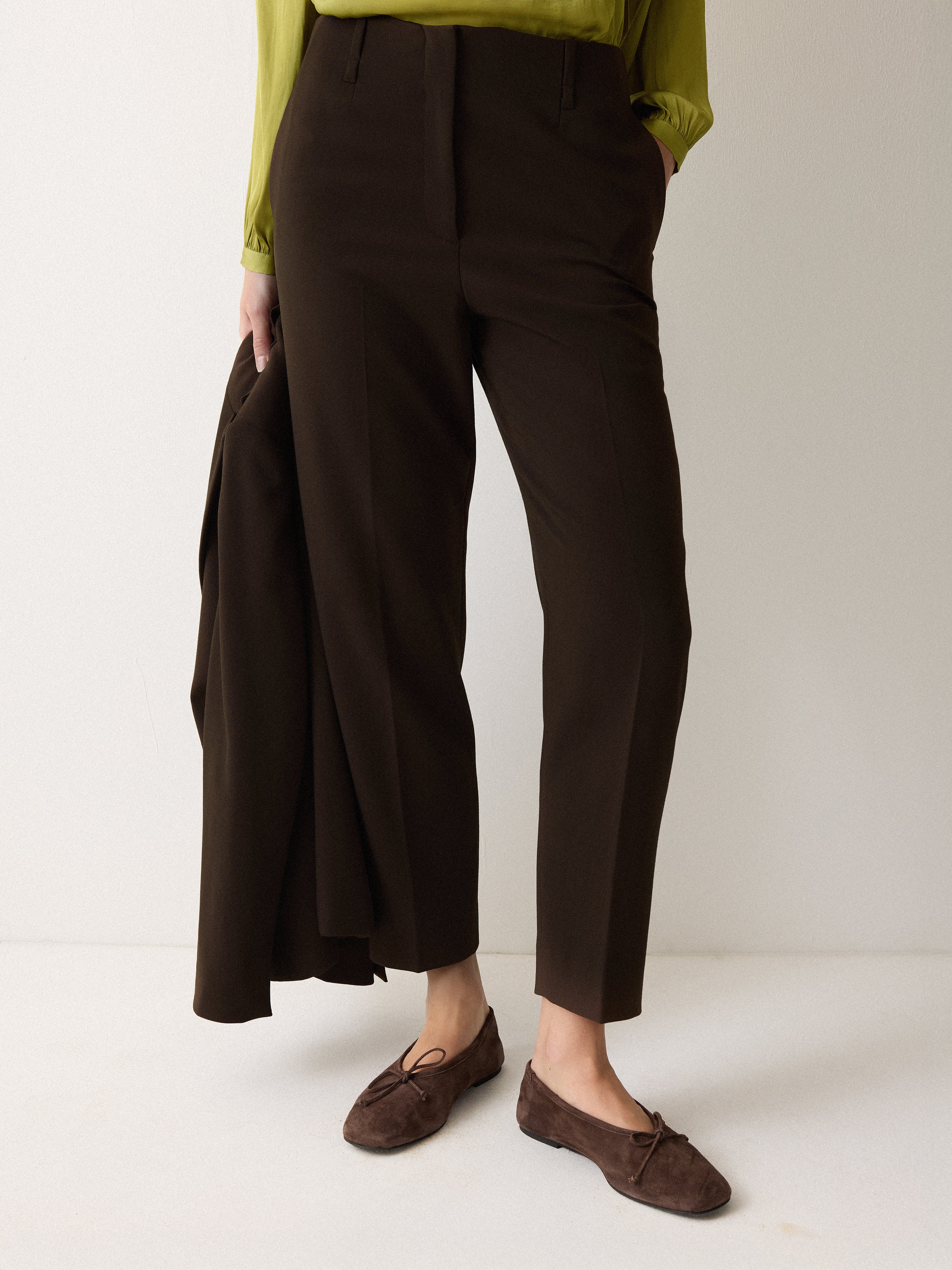 Lisson Crepe Trouser | Brown - Image 2