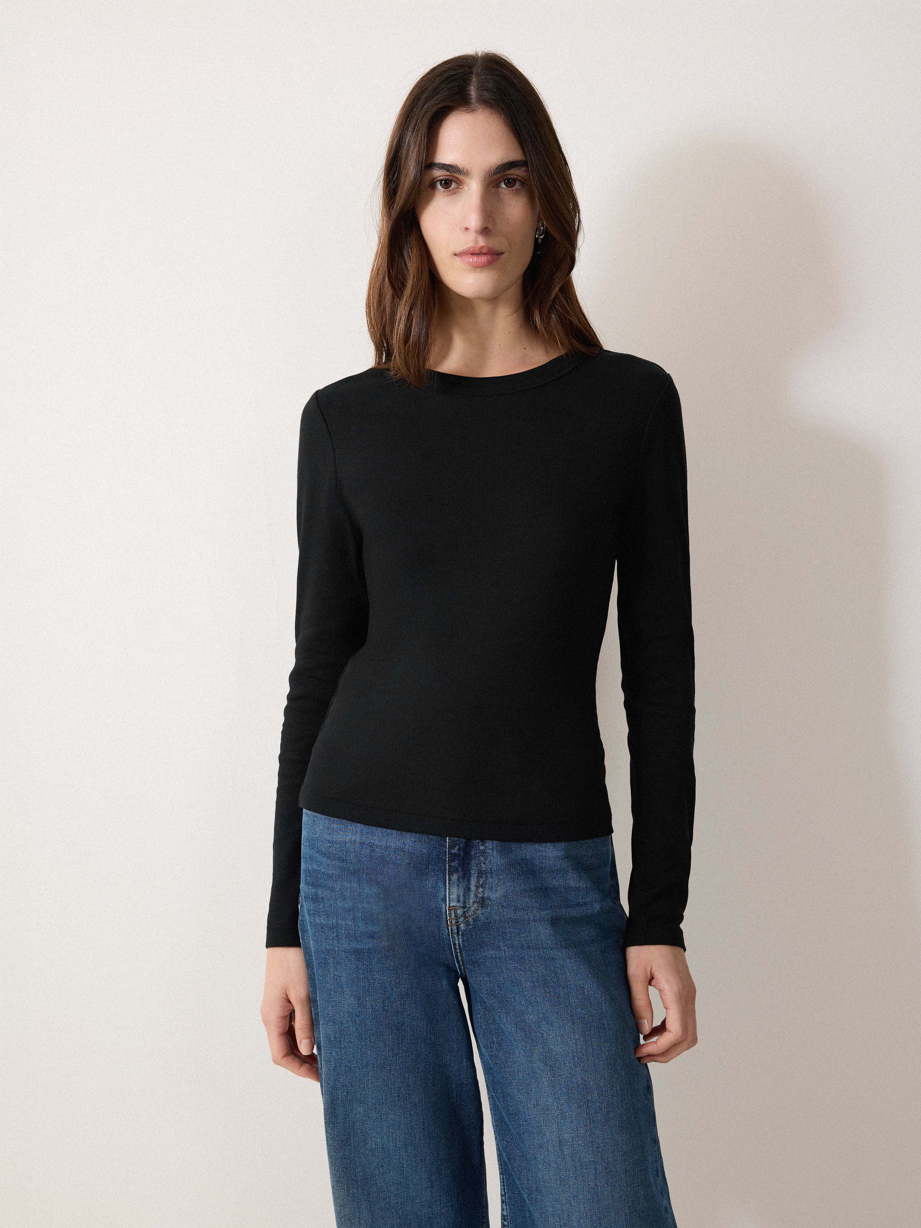 Long Sleeve Fine Cotton Baby T-shirt | Black - Image 3