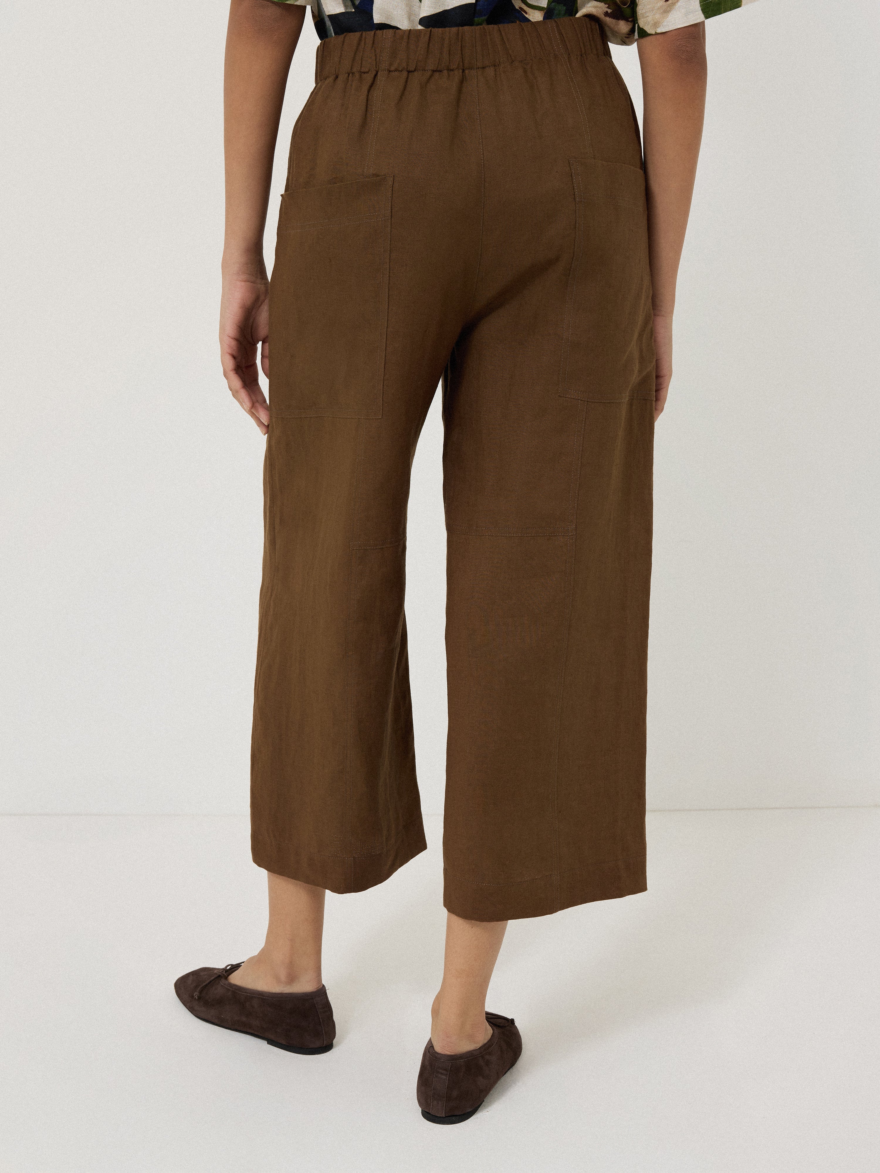 Mara Linen Relaxed Trouser | Brown - Image 4