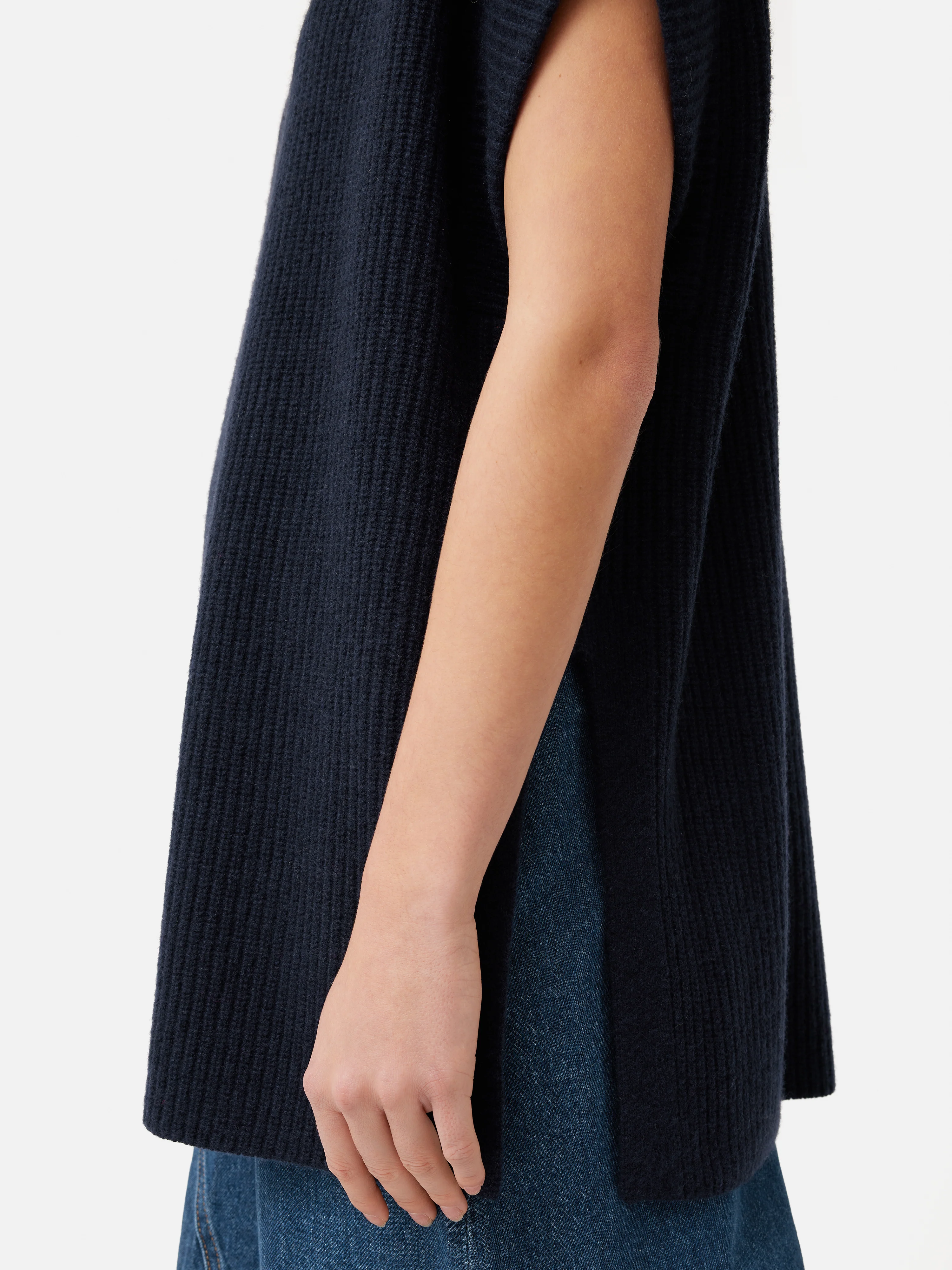 Merino Cashmere Ribbed Tunic | Navy - Image 3