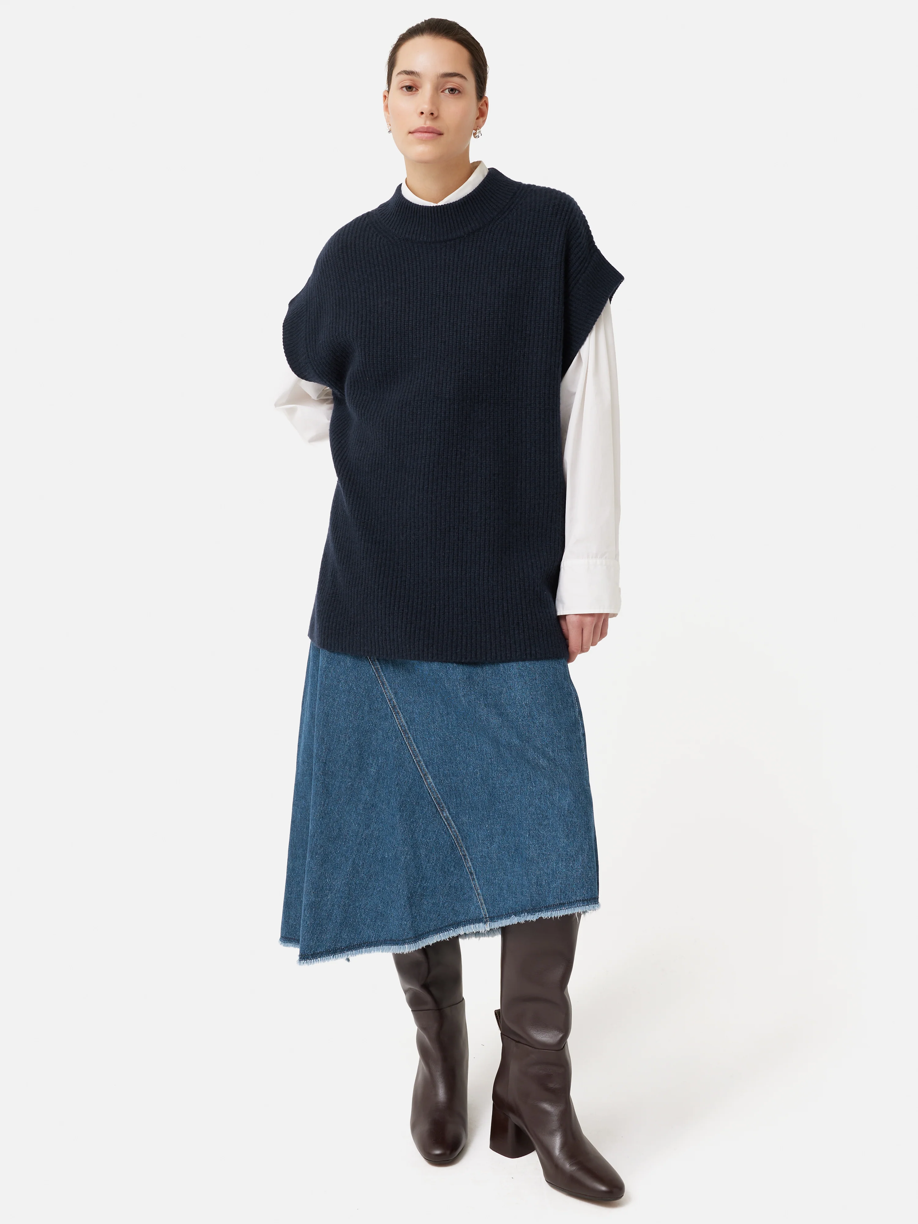 Merino Cashmere Ribbed Tunic | Navy - Image 6