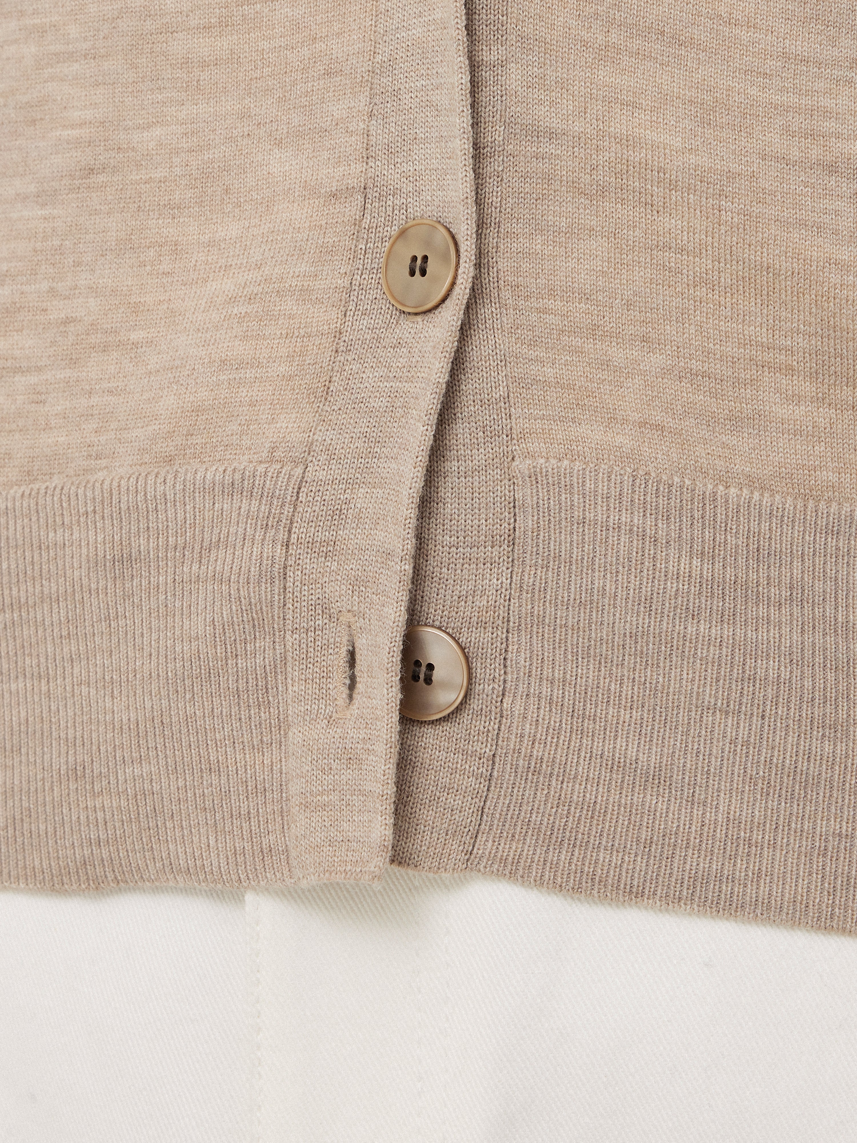 Merino Double Front Cardigan | Stone - Image 4