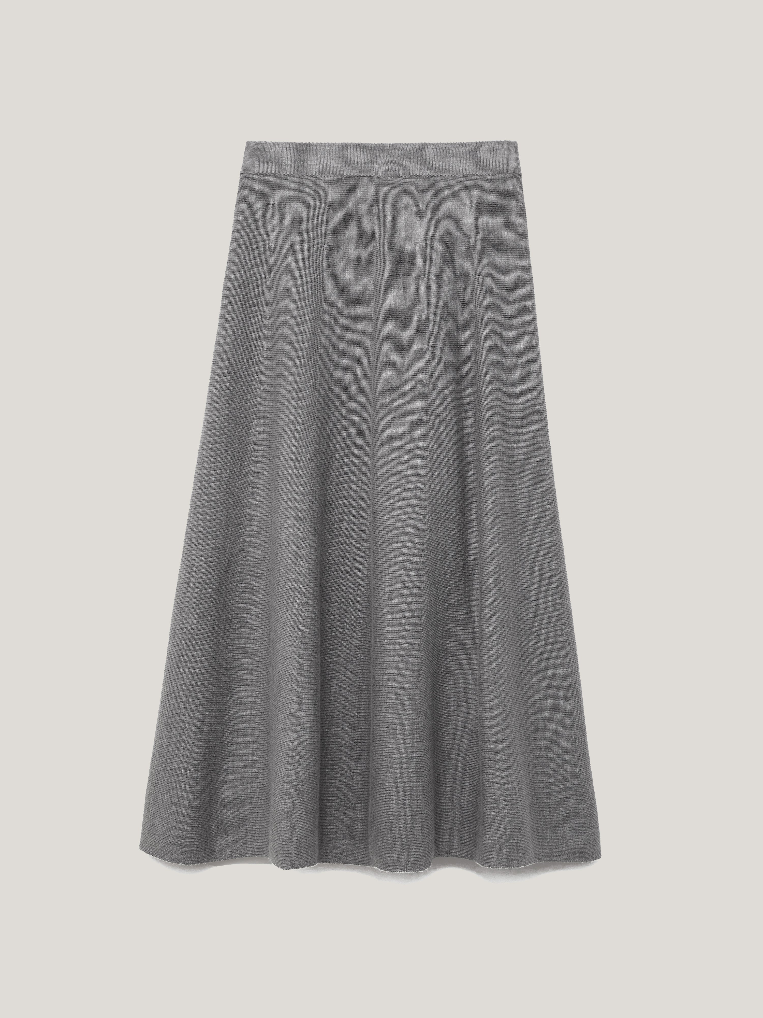Merino Knitted A-line Skirt | Grey - Image 8
