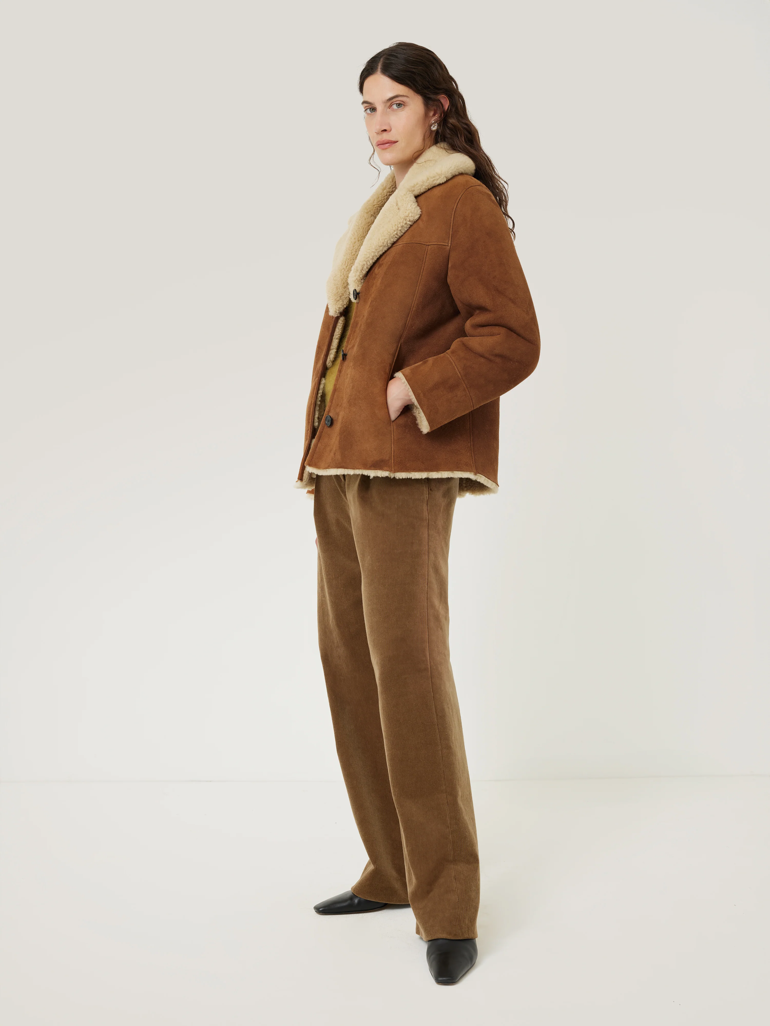 Merino Shearling Leather Coat | Ginger - Image 4
