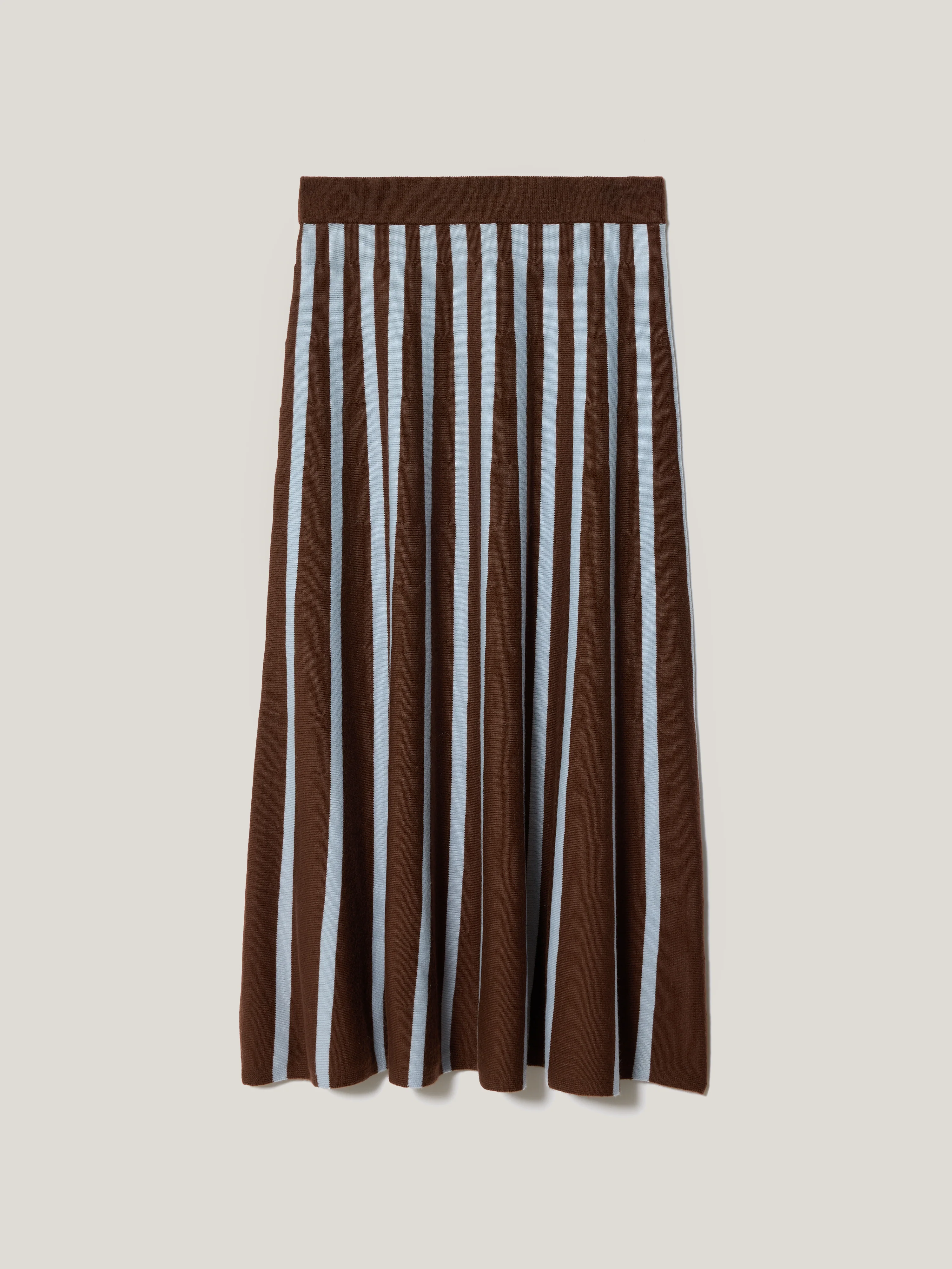 Merino Stripe Flare Skirt | Brown - Image 6