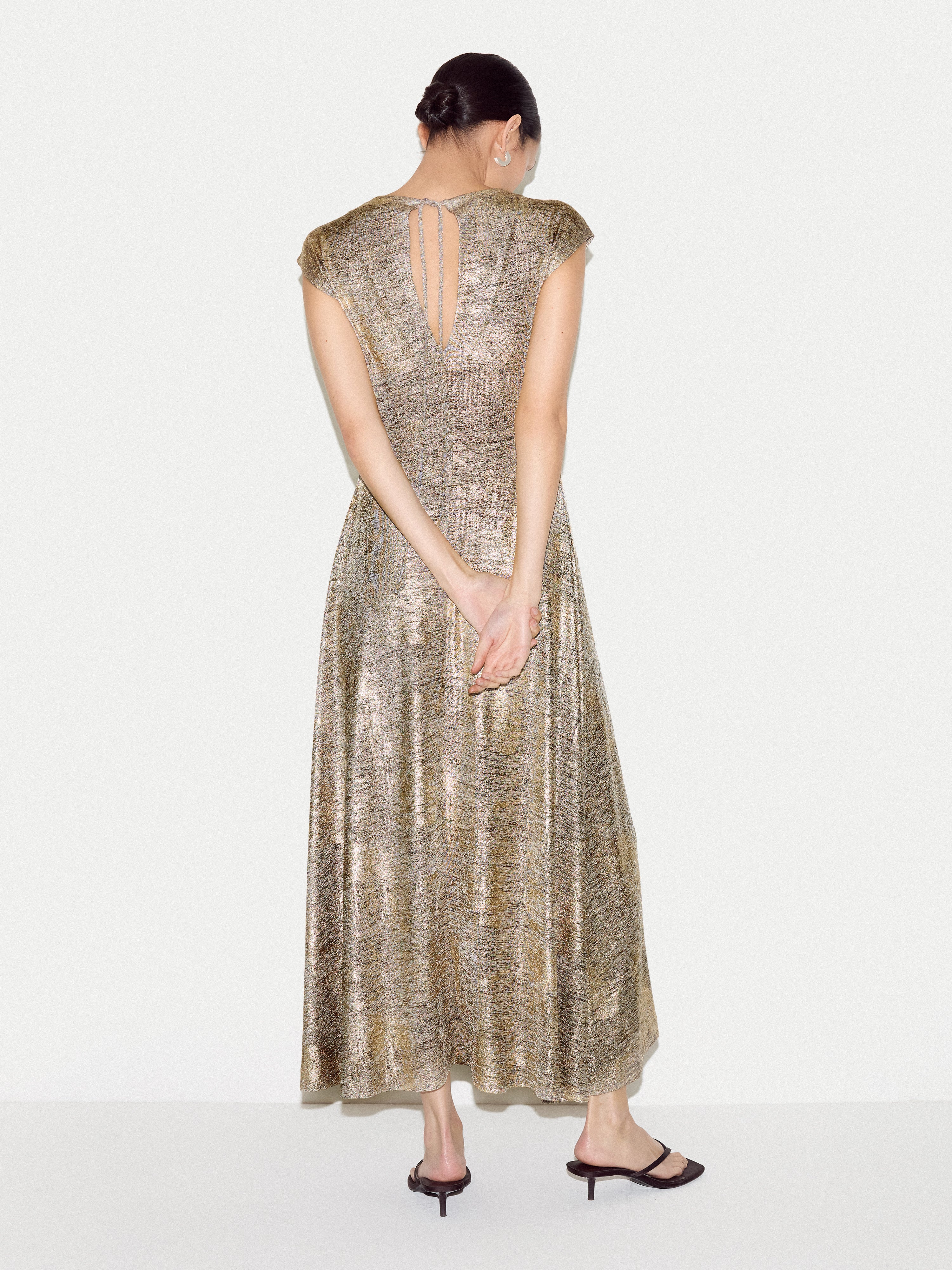 Shimmer Curved Seam Dress | Gold - Image 5