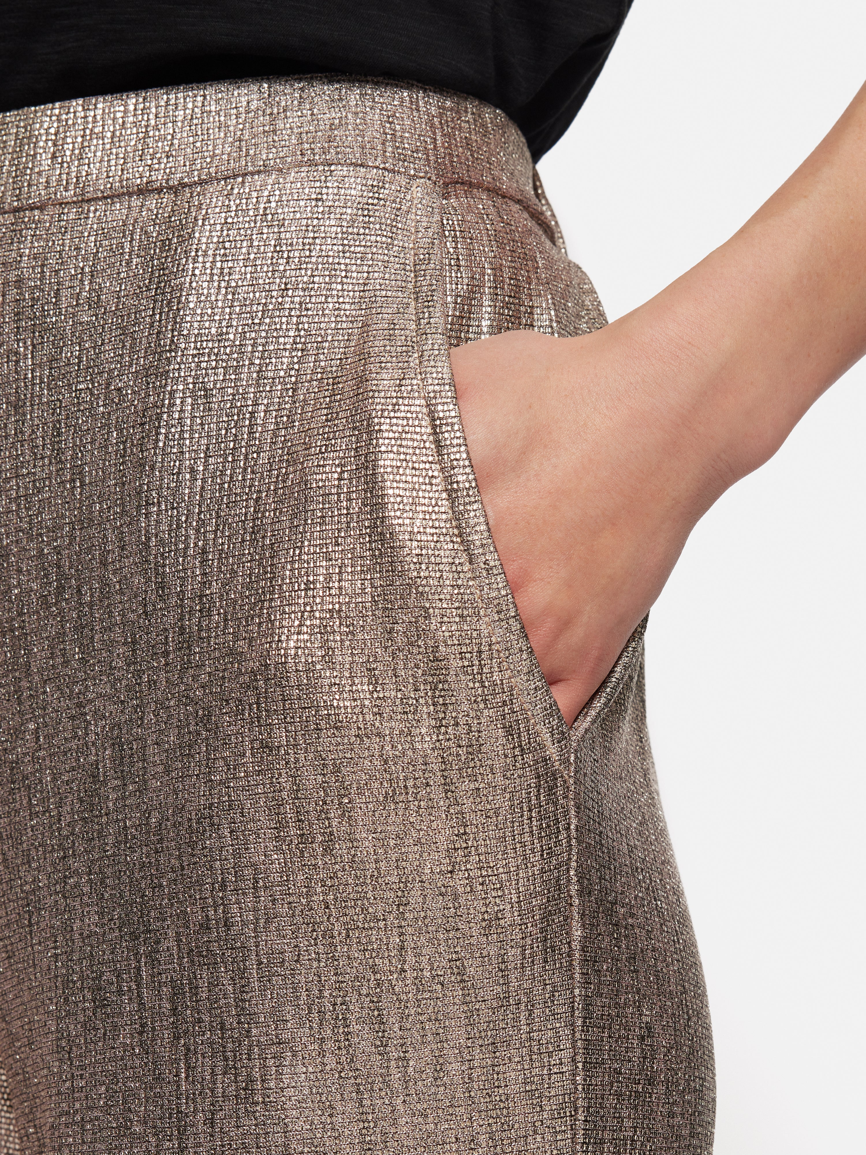 Metallic Flowing Trousers | Gold - Image 4
