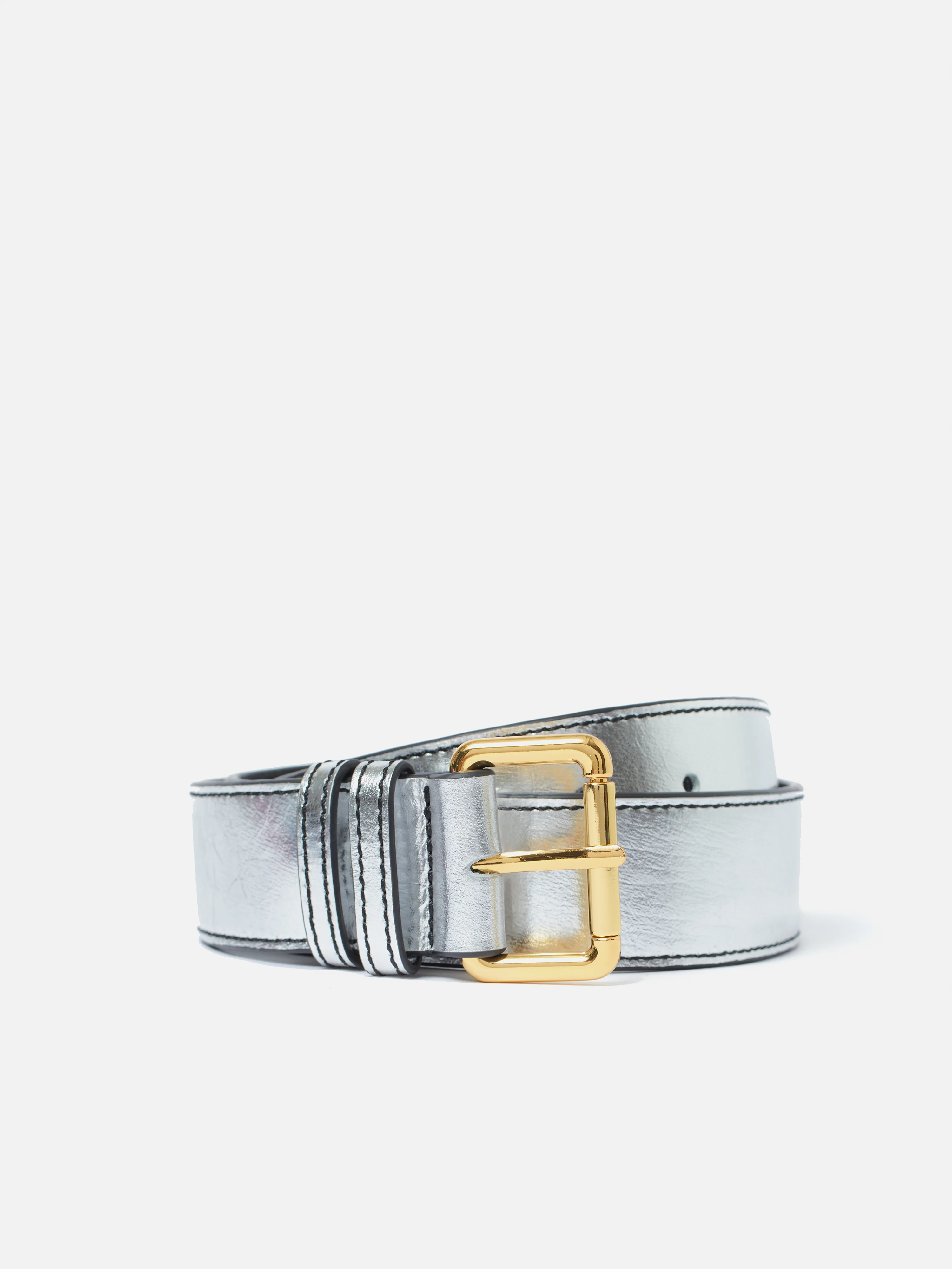 Metallic Leather Belt | Silver - Image 3