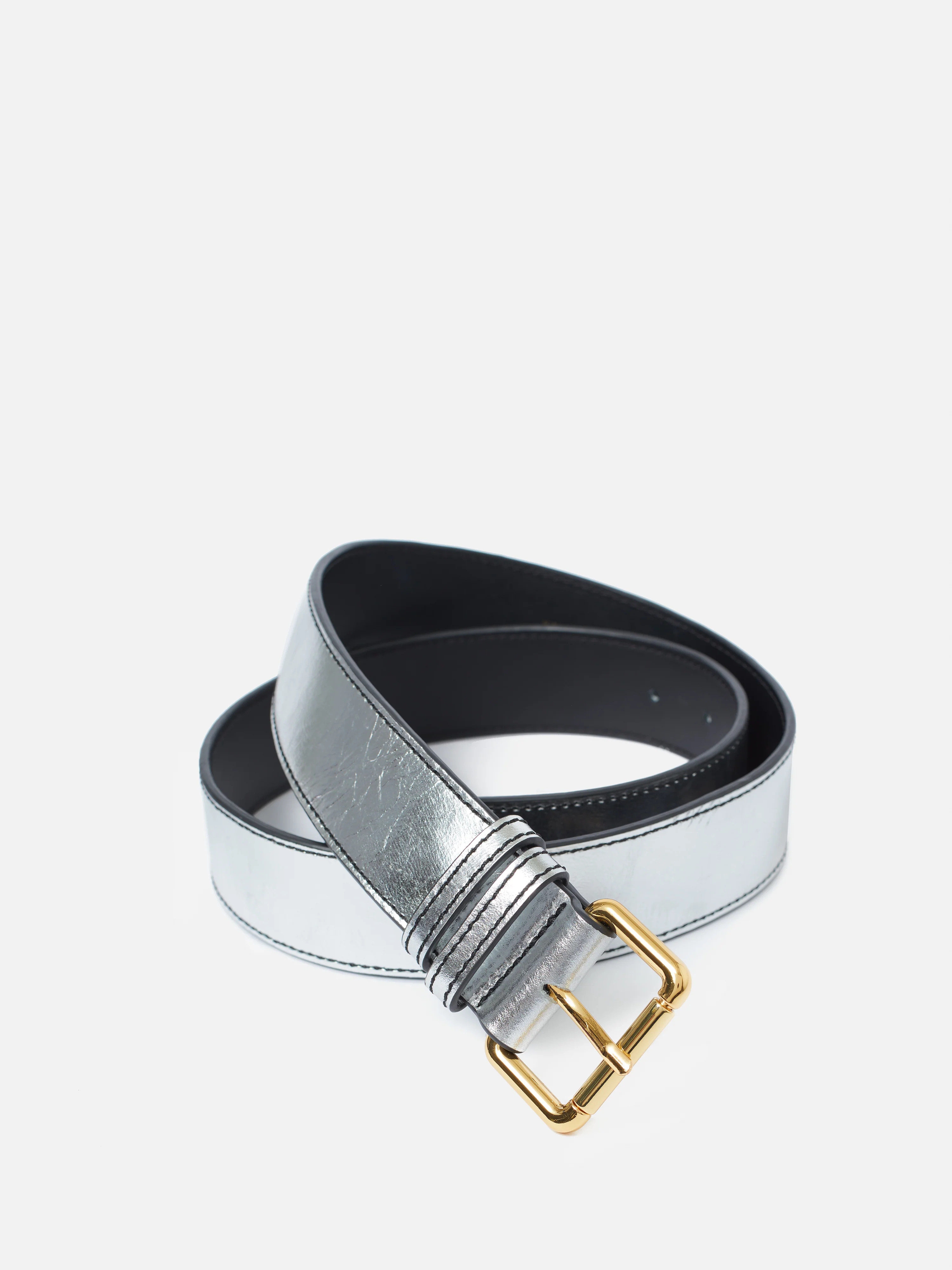 Metallic Leather Belt | Silver - Image 4
