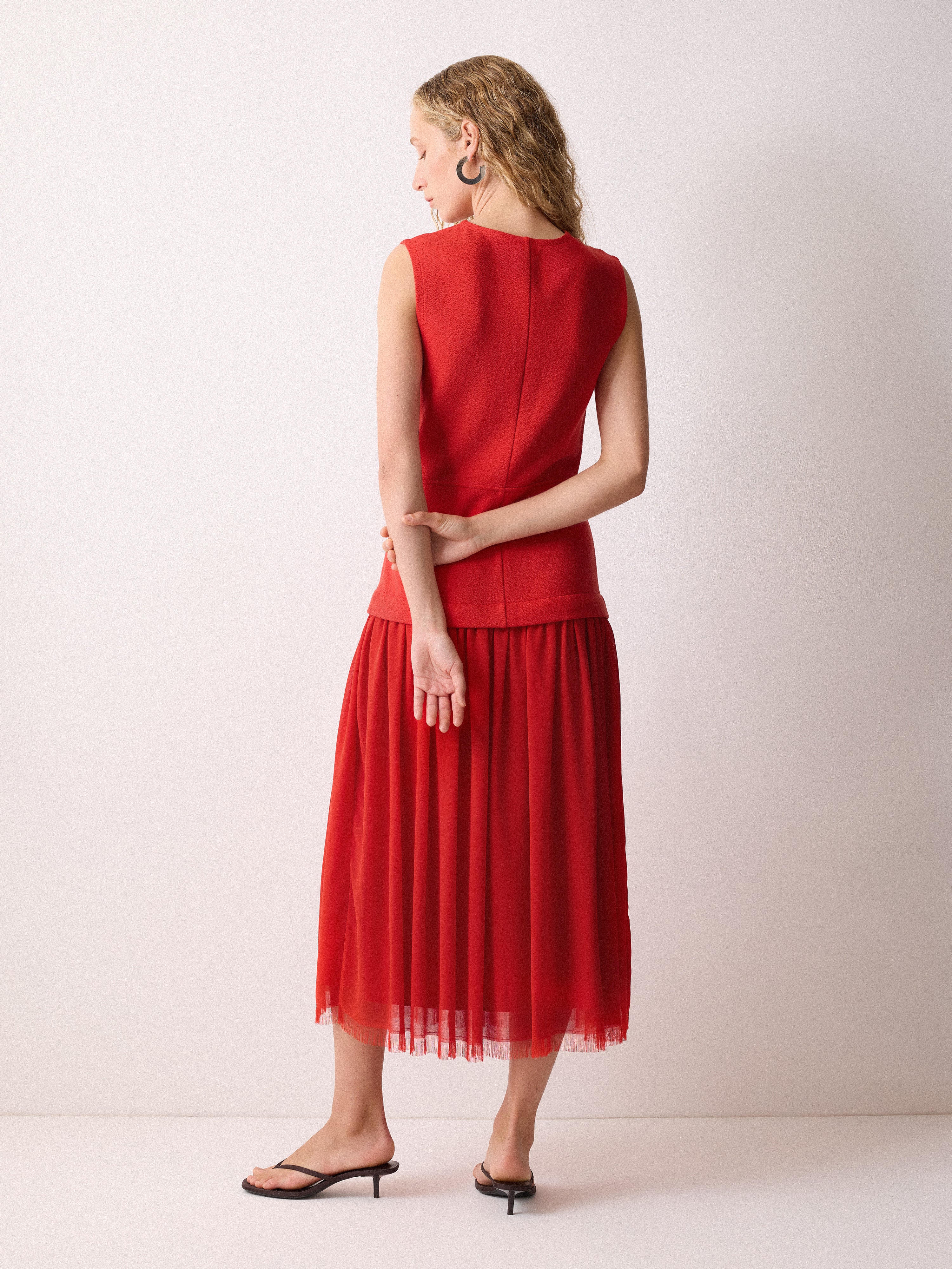Mixed Media Jersey Dress | Red - Image 5