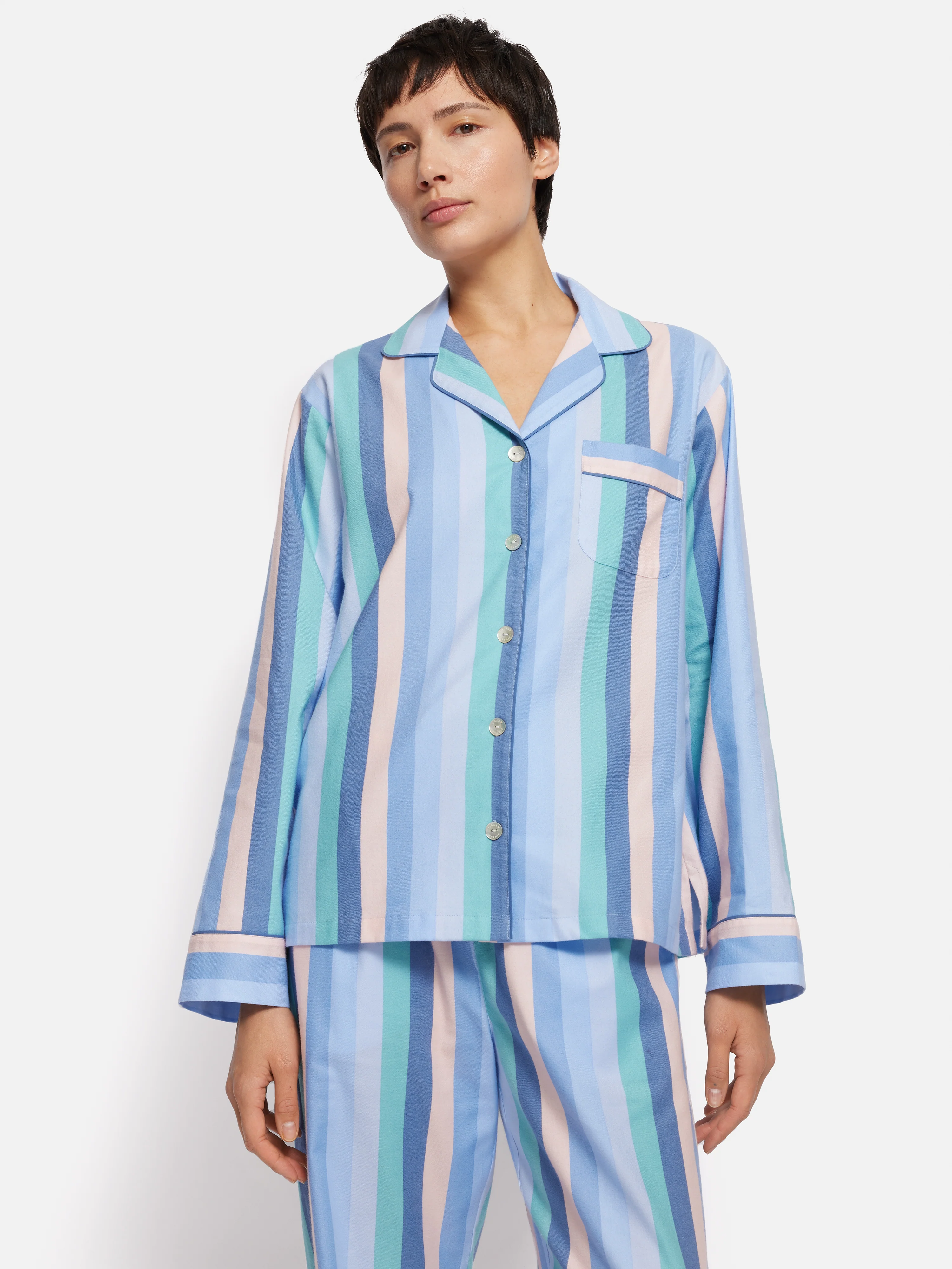 Mixed Stripe Brushed Twill Pyjama | Multi - Image 3