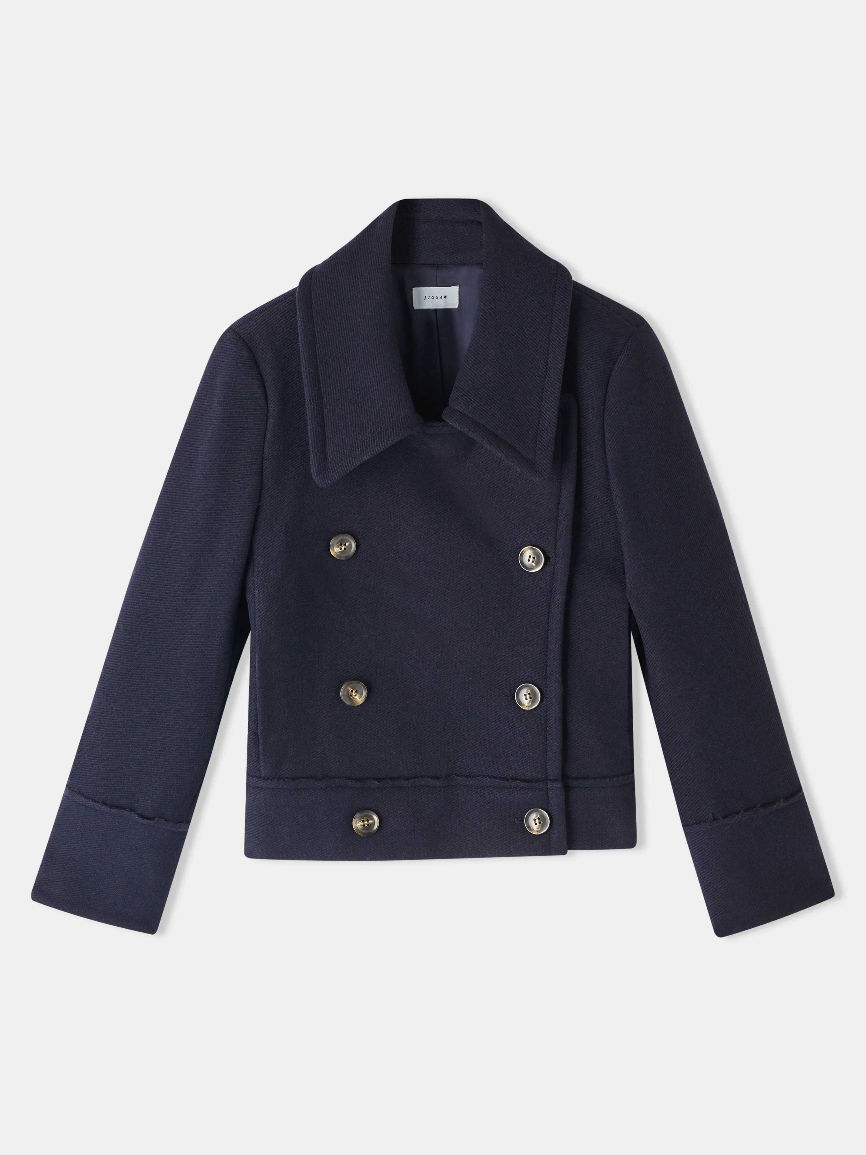 Modern Twill Pea Coat | Navy - Image 7
