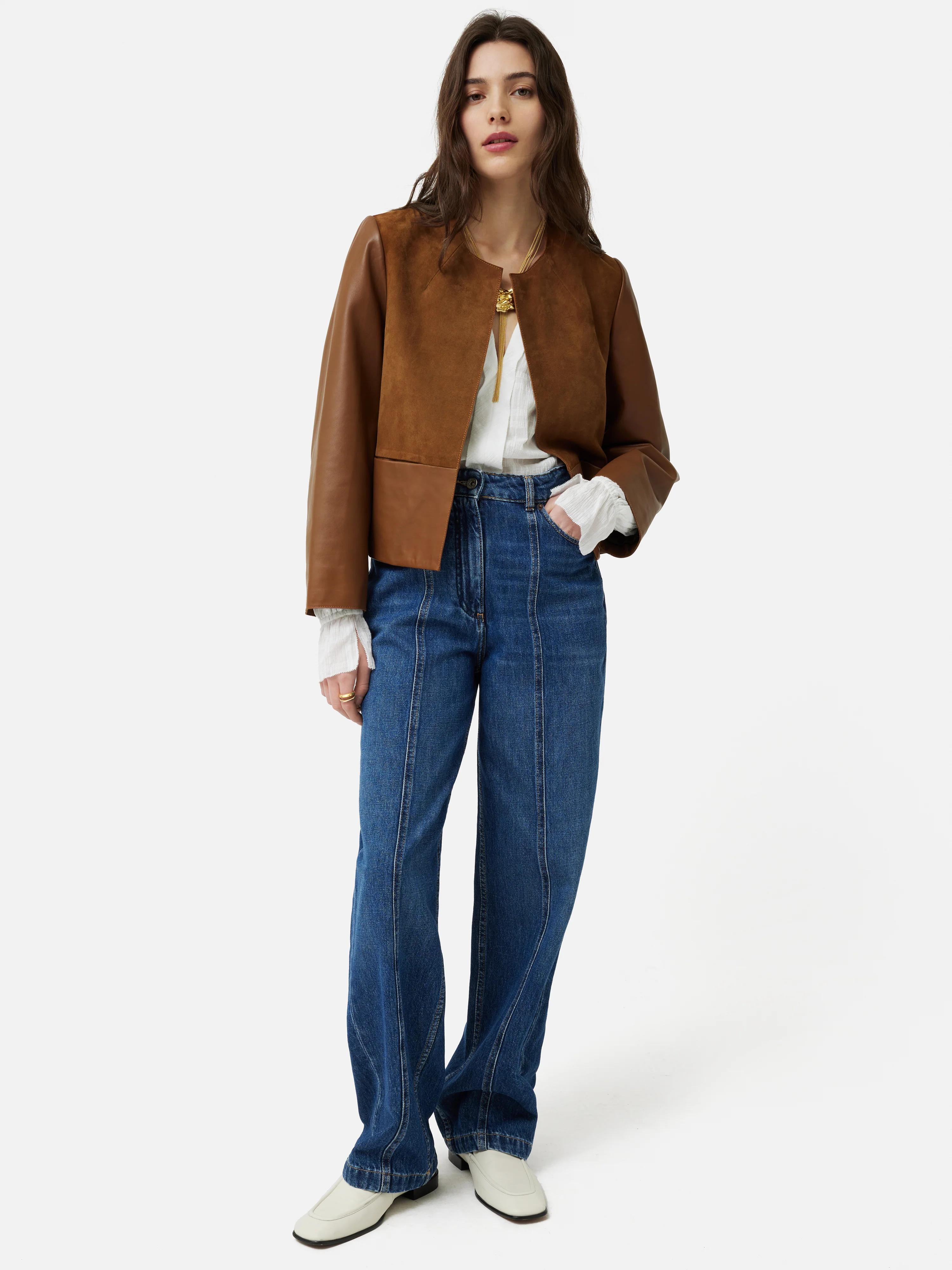 Nakoa Leather Mix Jacket | Tan - Image 3