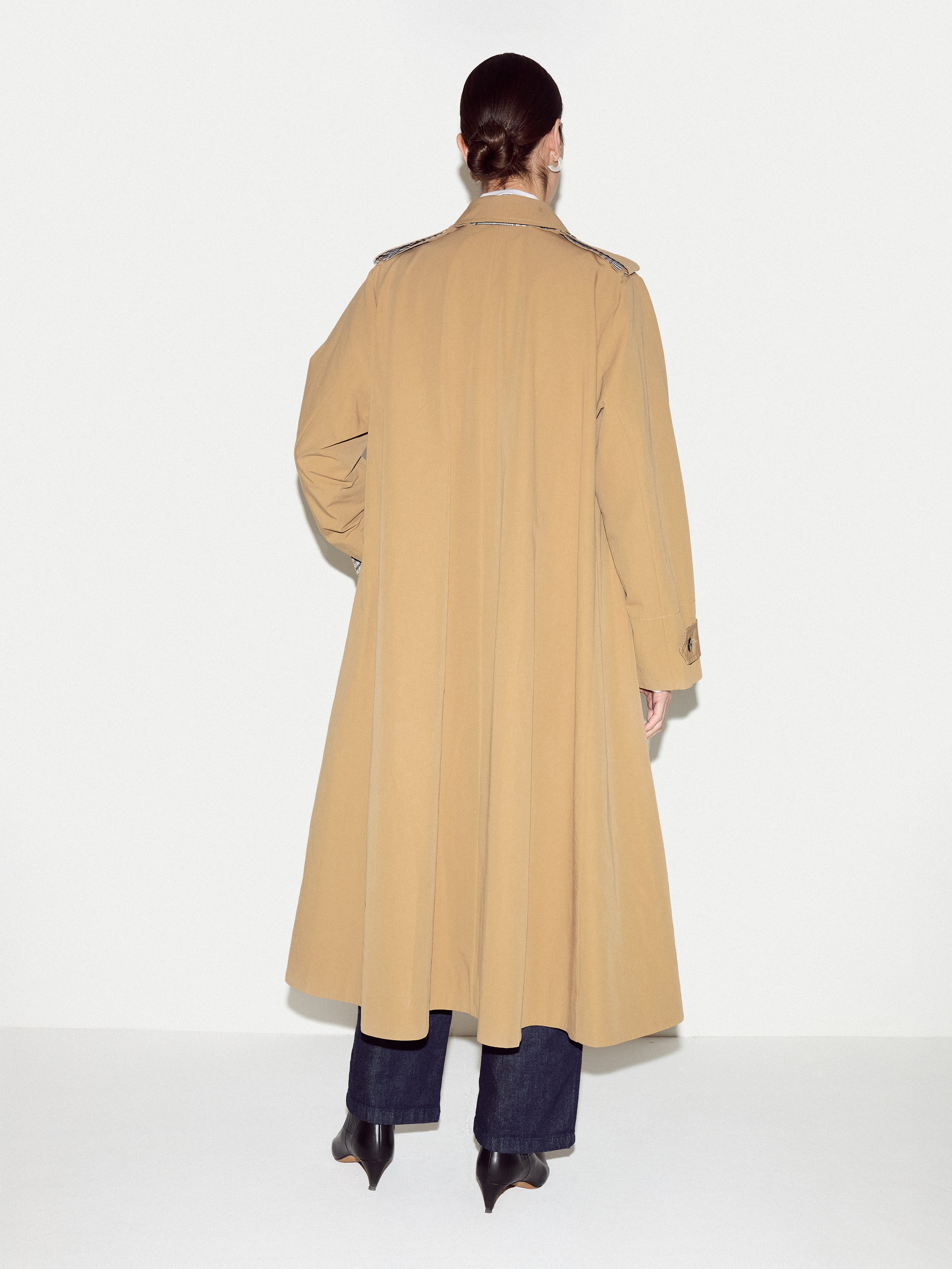 Naya Cotton A-line Trench Coat | Stone - Image 6