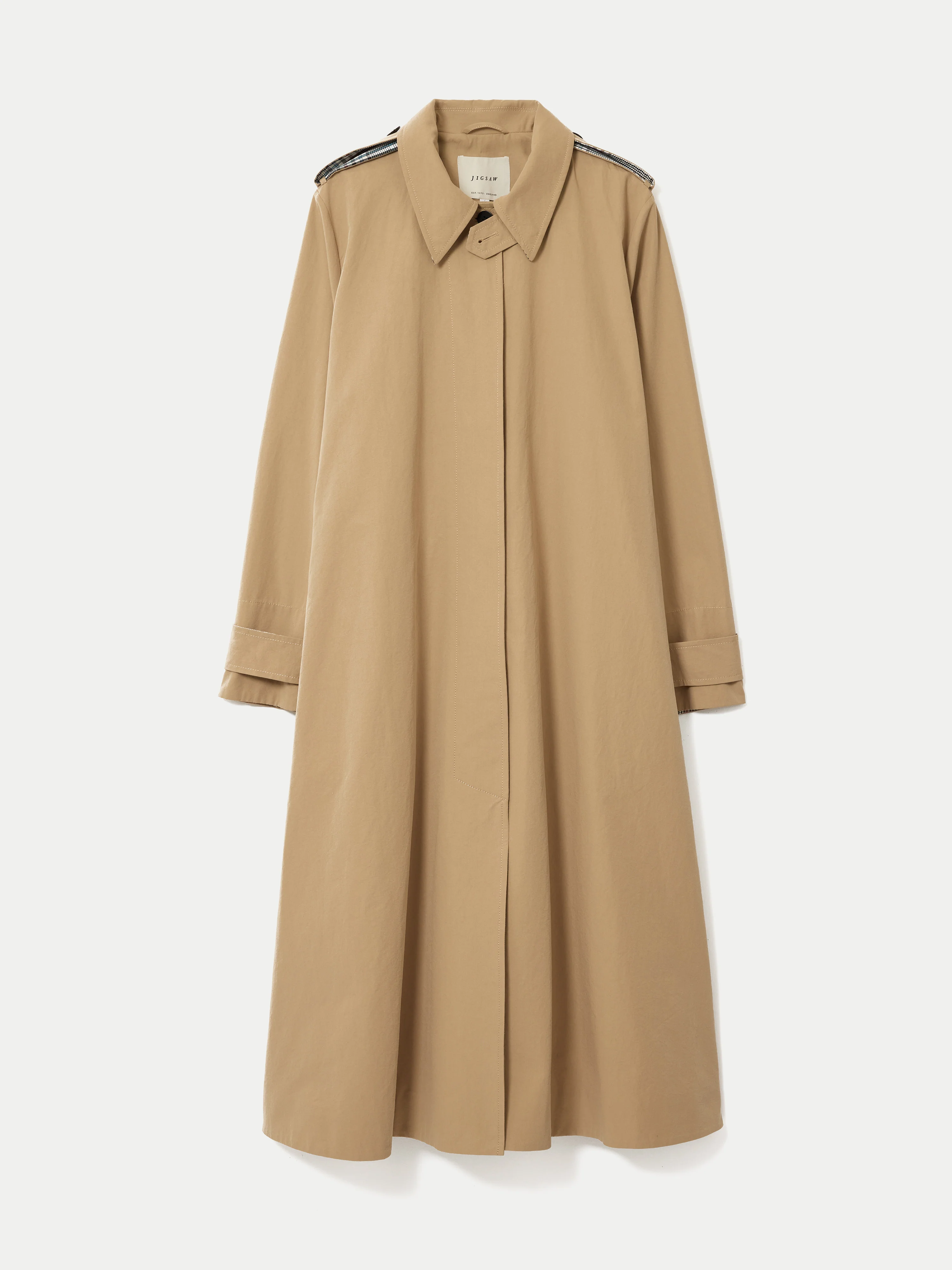 Naya Cotton A-line Trench Coat | Stone - Image 7