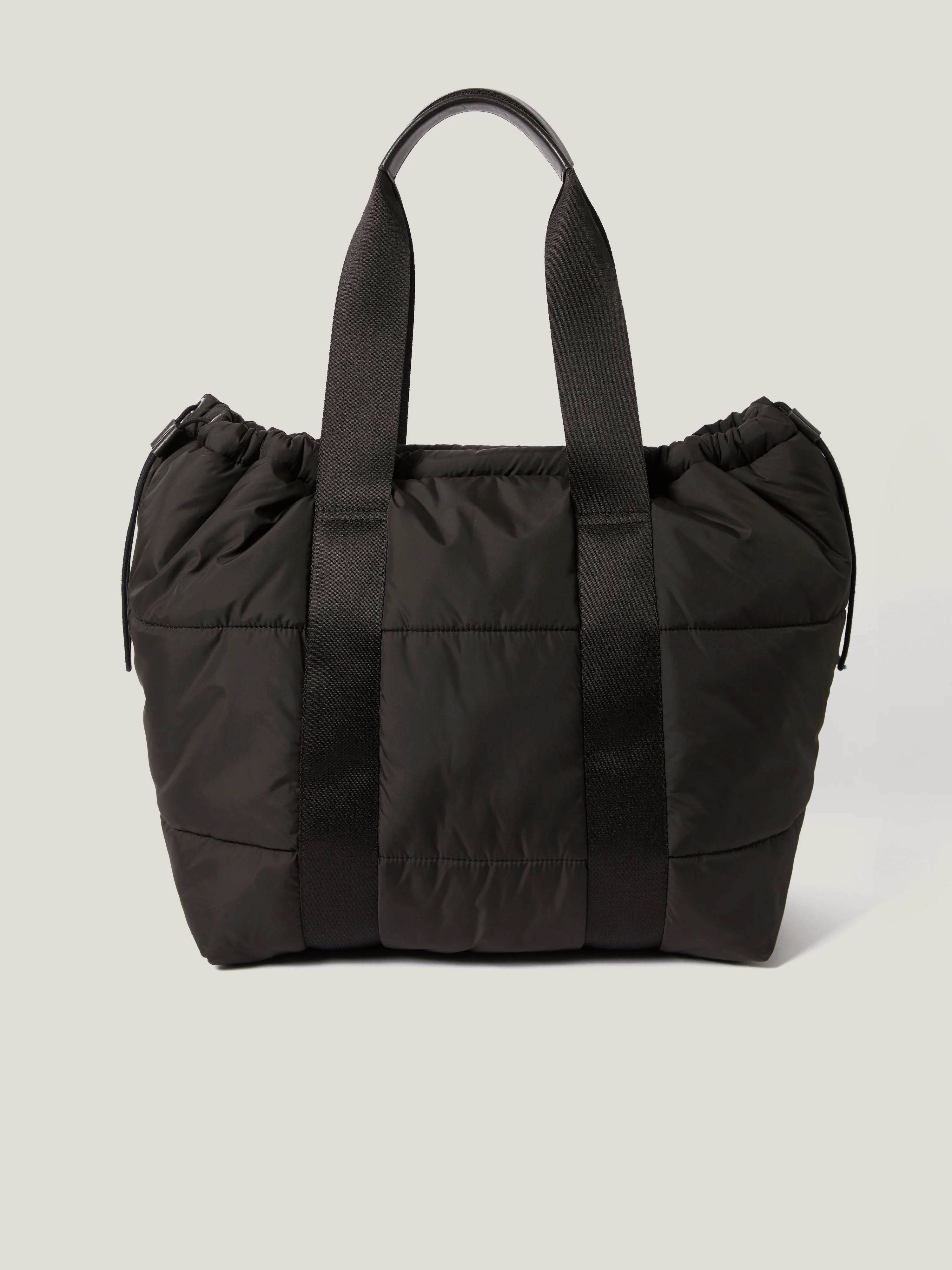 Nylon Quilted Drawstring Tote | Chocolate - Image 5