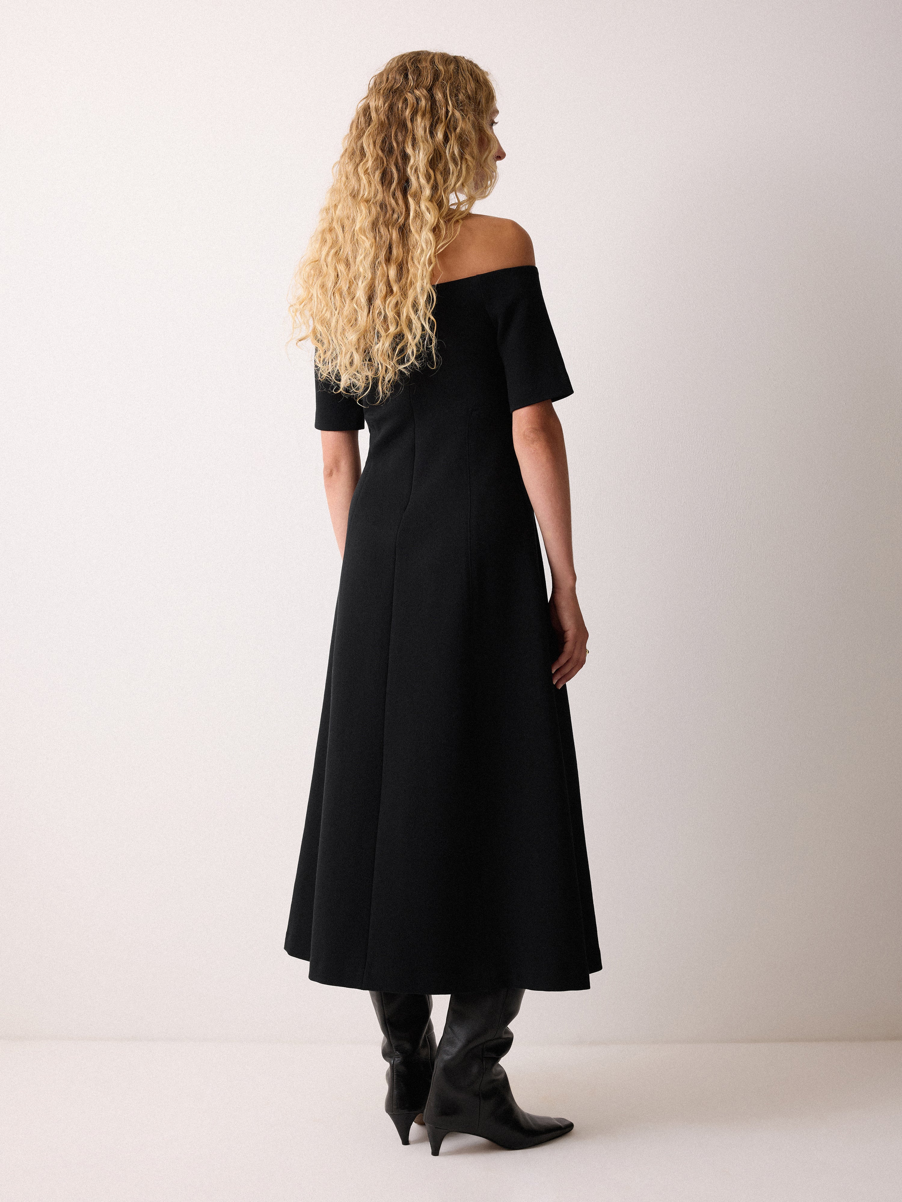 Off Shoulder Crepe Dress | Black - Image 4