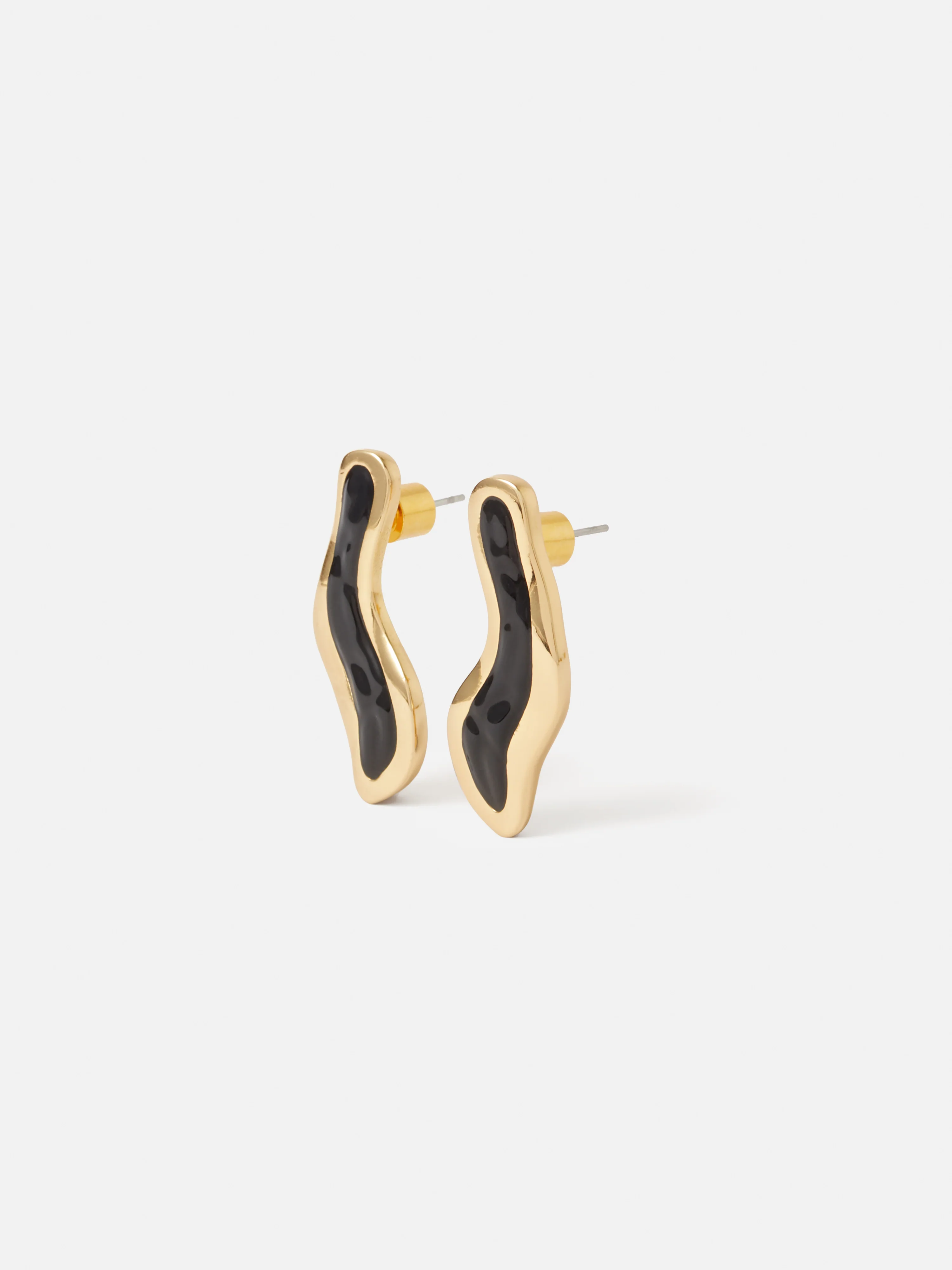Organic Enamel Inlay Earrings | Black - Image 4