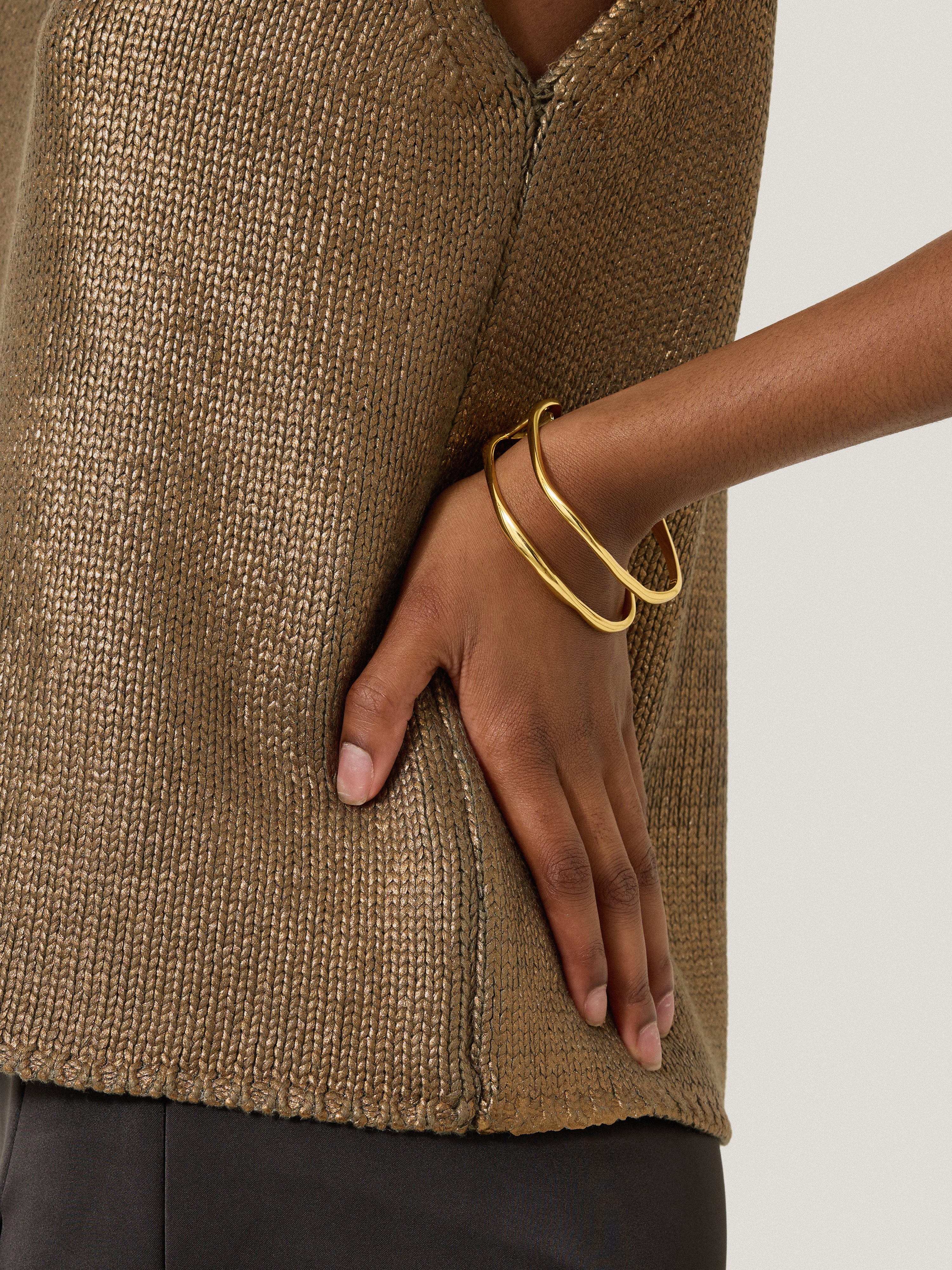 Organic Wave Bangle | Gold - Image 3