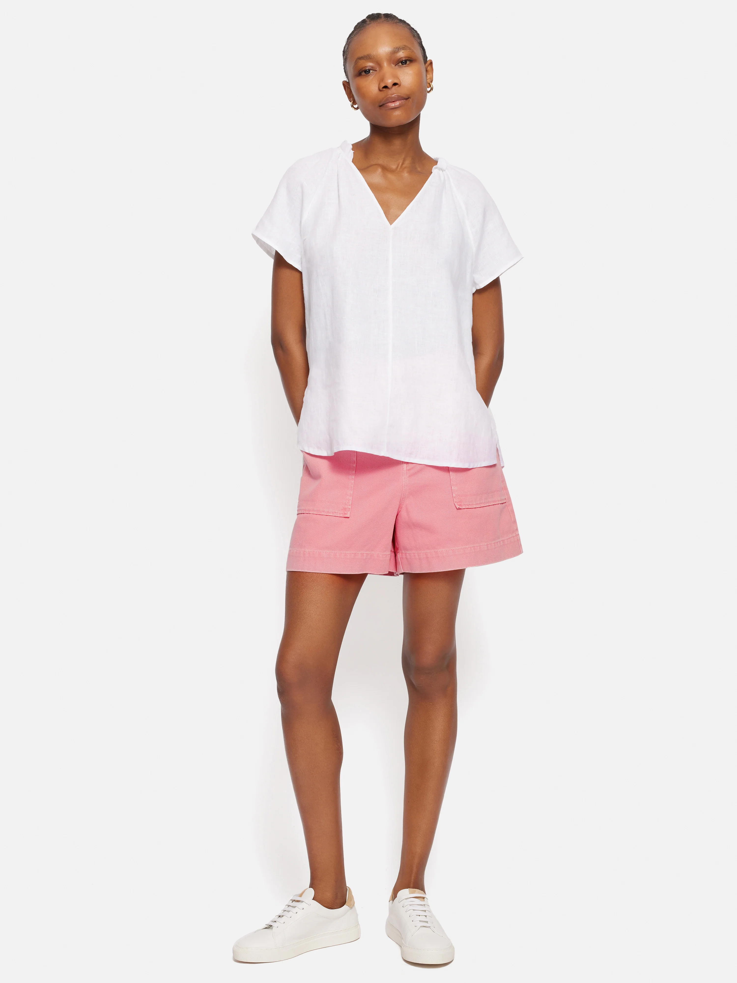 Denim Patch Pocket Shorts | Pink - Image 6