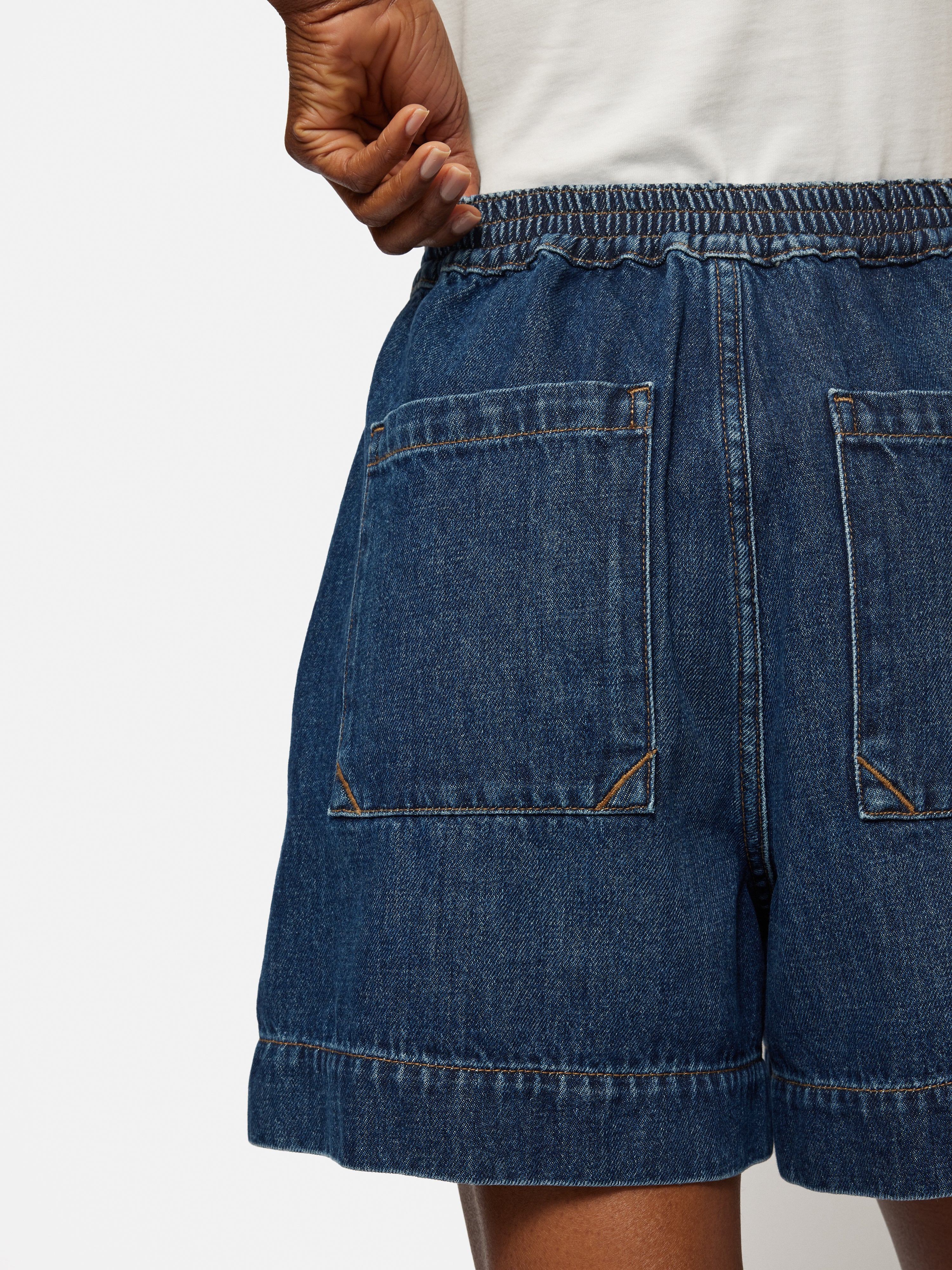 Denim Patch Pocket Shorts | Blue - Image 4