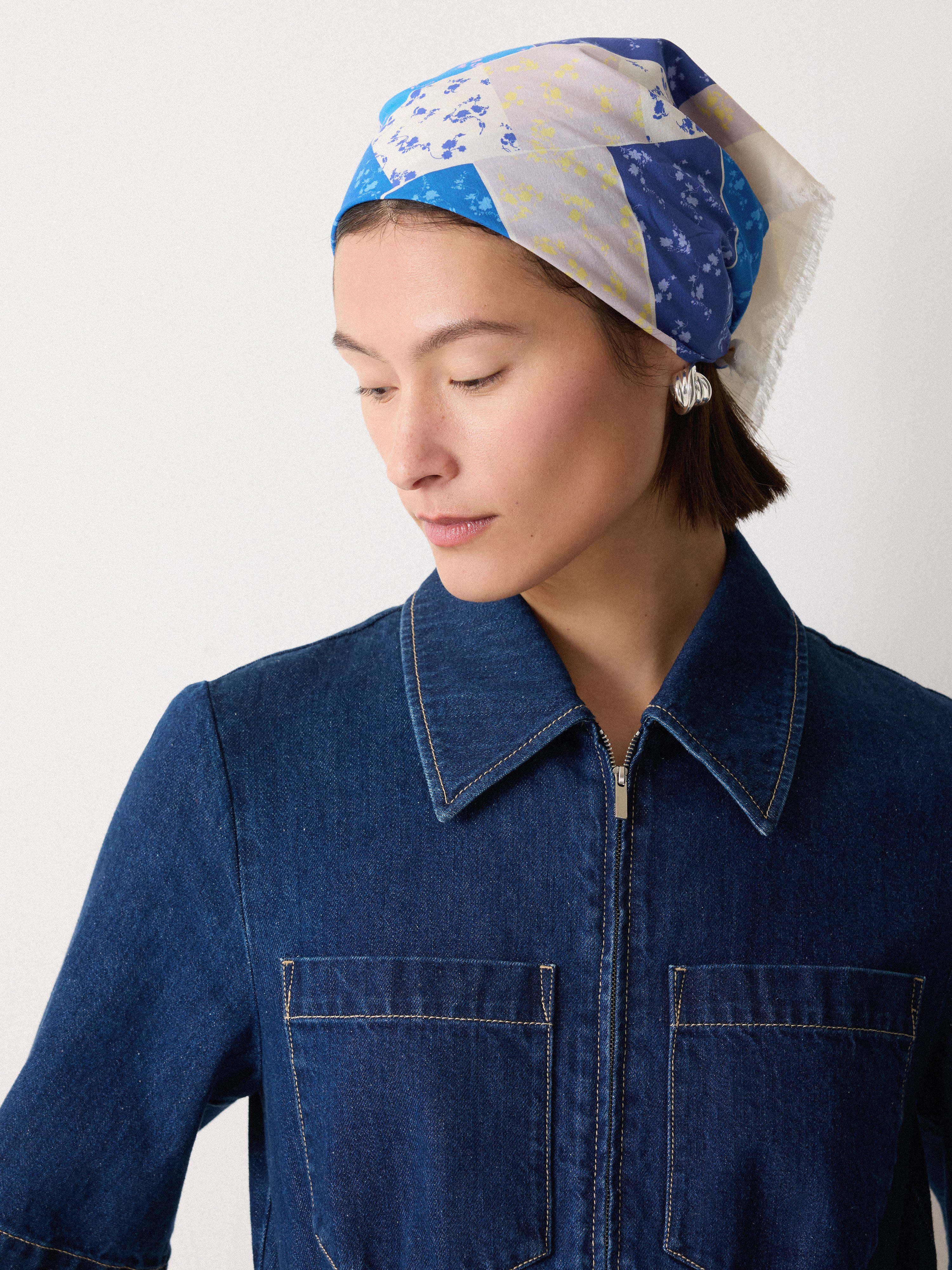 Patchwork Bandana Scarf | Blue - Image 3