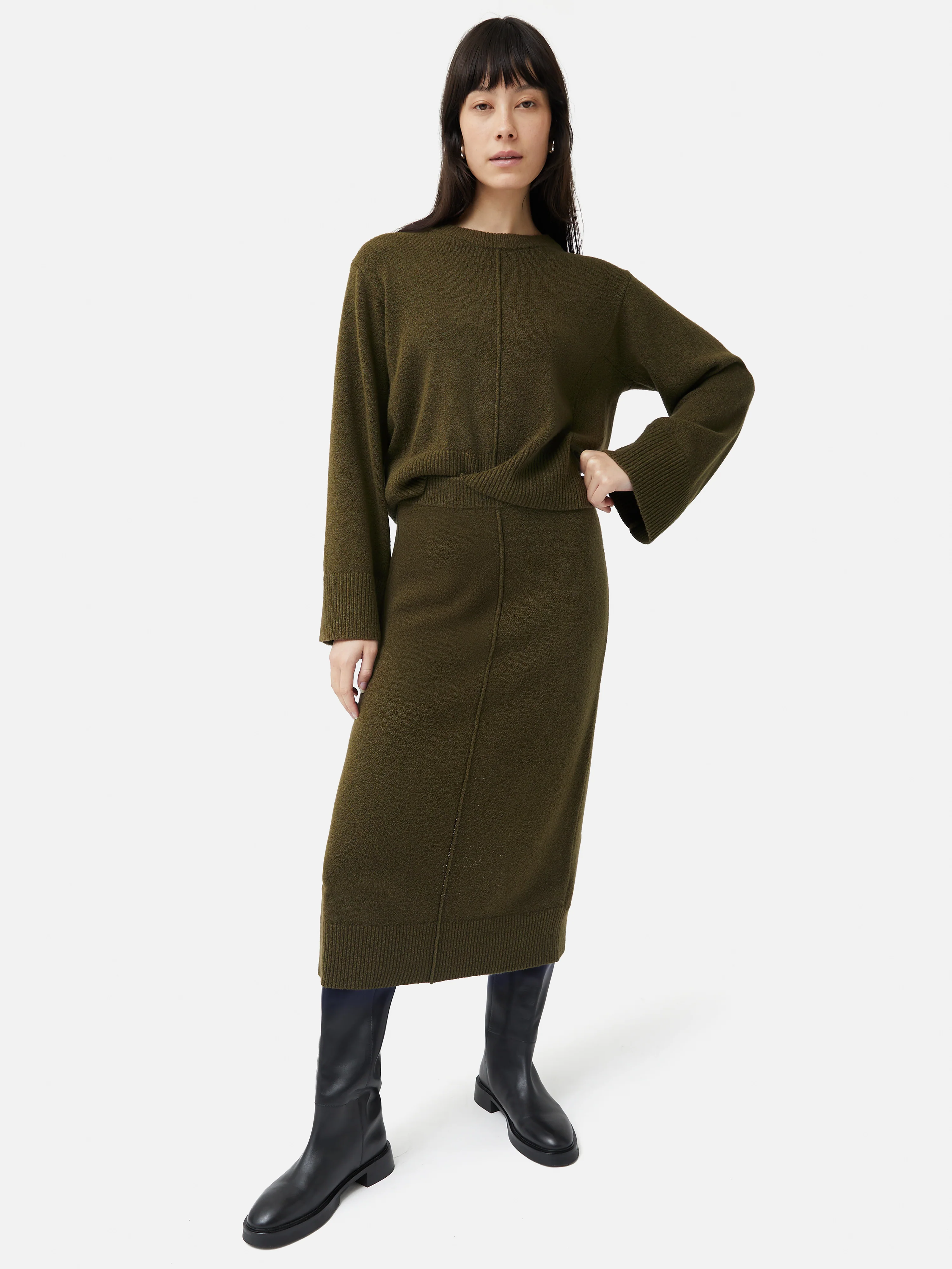 Pencil Knitted Skirt | Khaki - Image 6