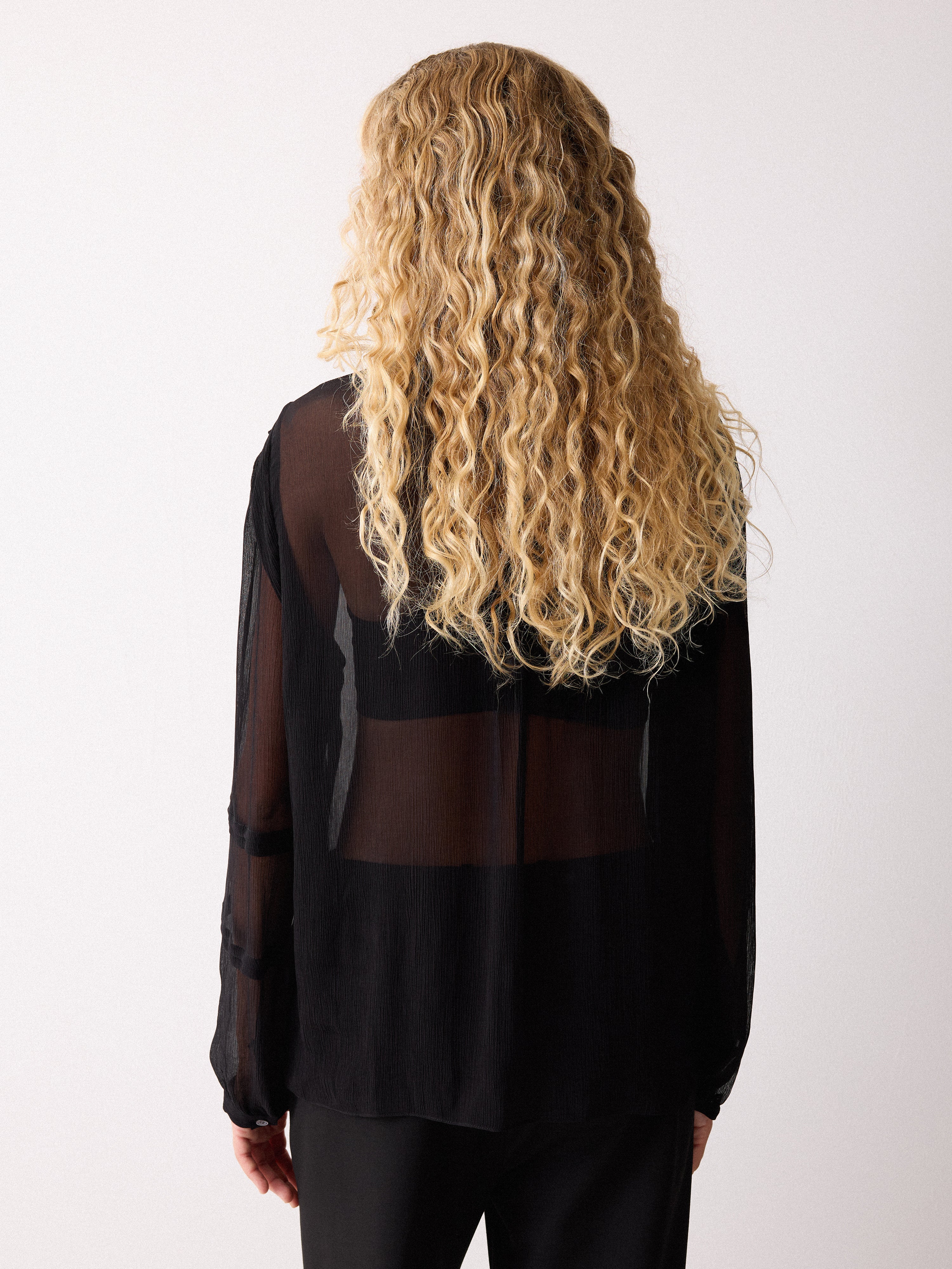 Pintuck Georgette Shirt | Black - Image 5
