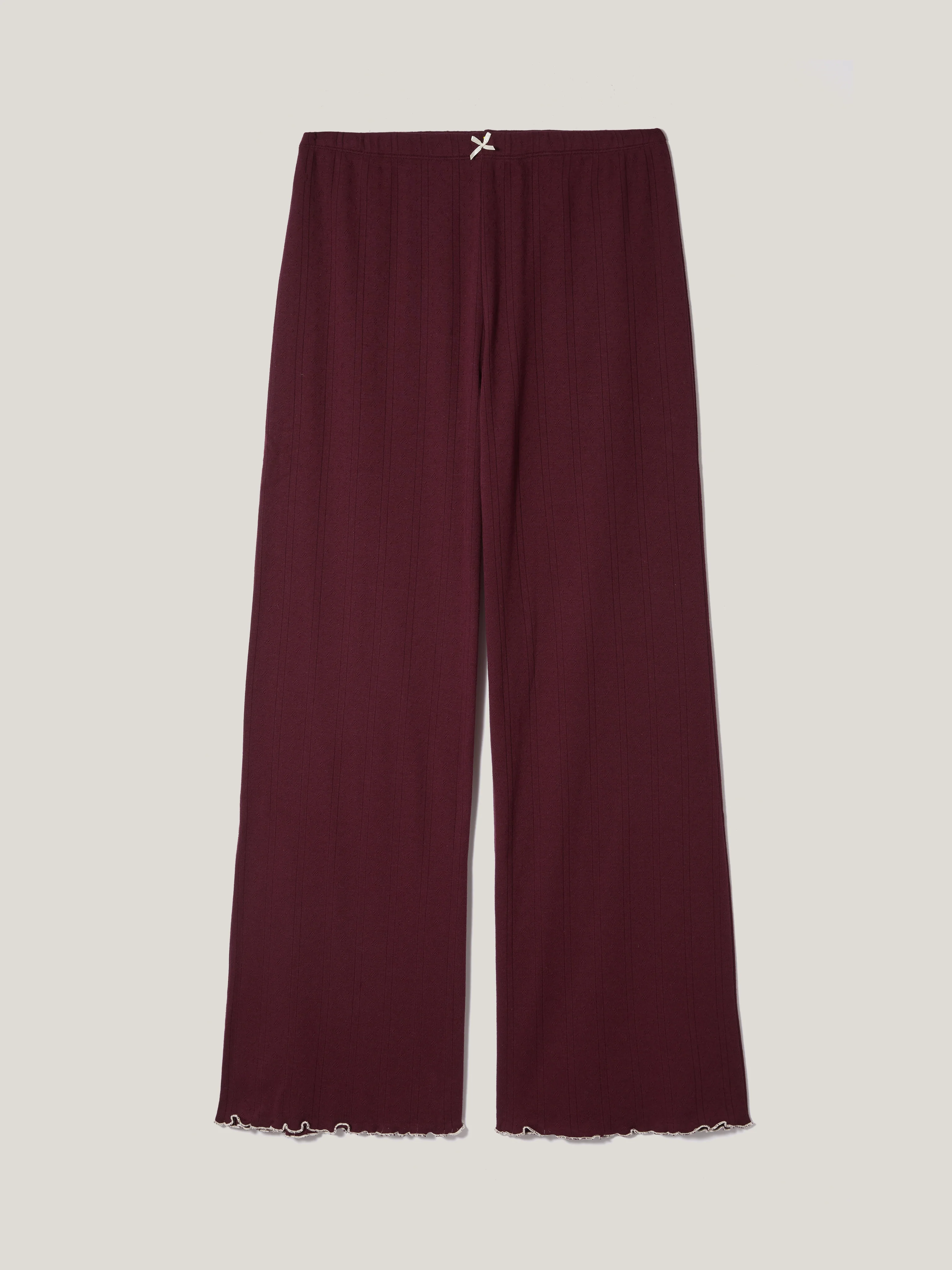Pointelle Pyjama Trousers | Burgundy - Image 5