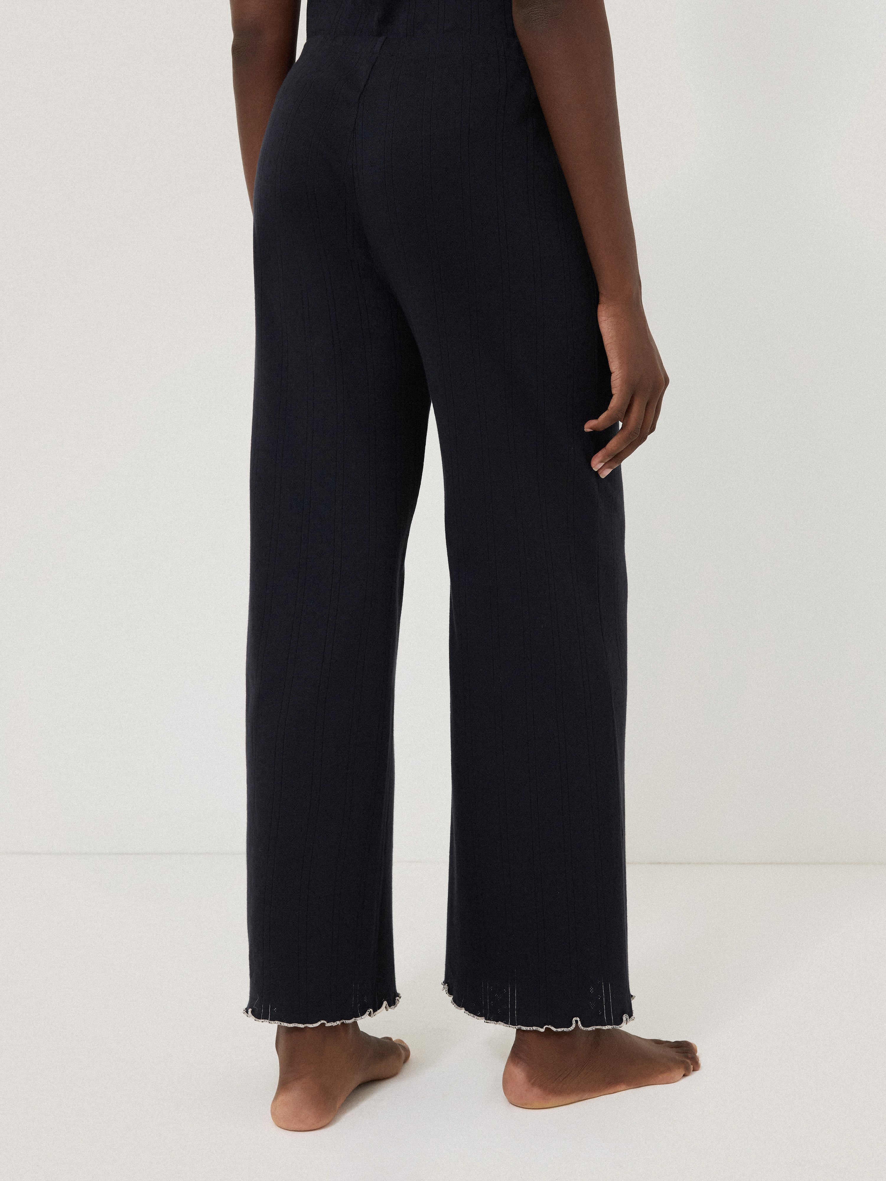 Pointelle Pyjama Trousers | Navy - Image 4