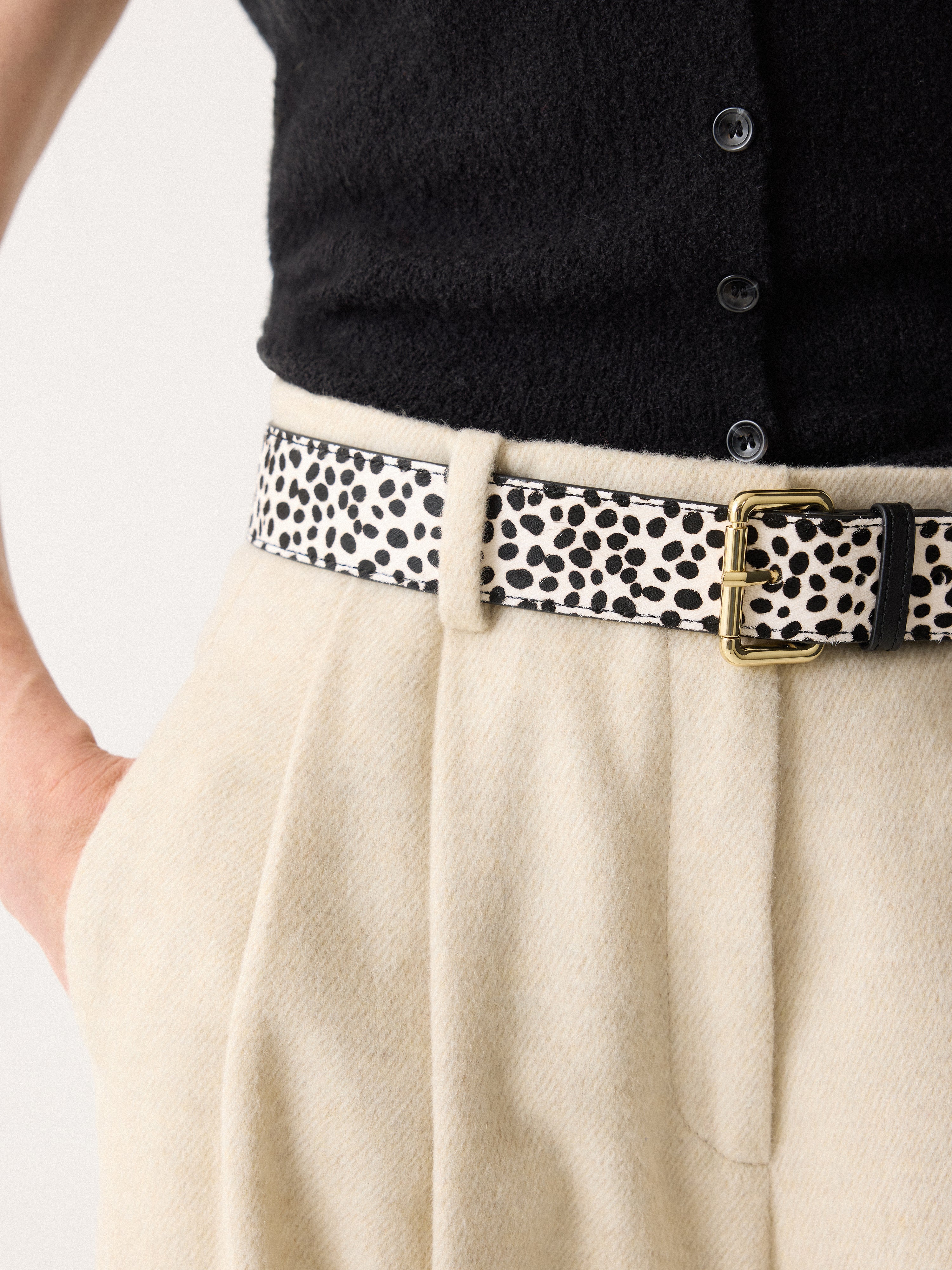 Polka Dot Calf Hair Belt | Monochrome - Image 2