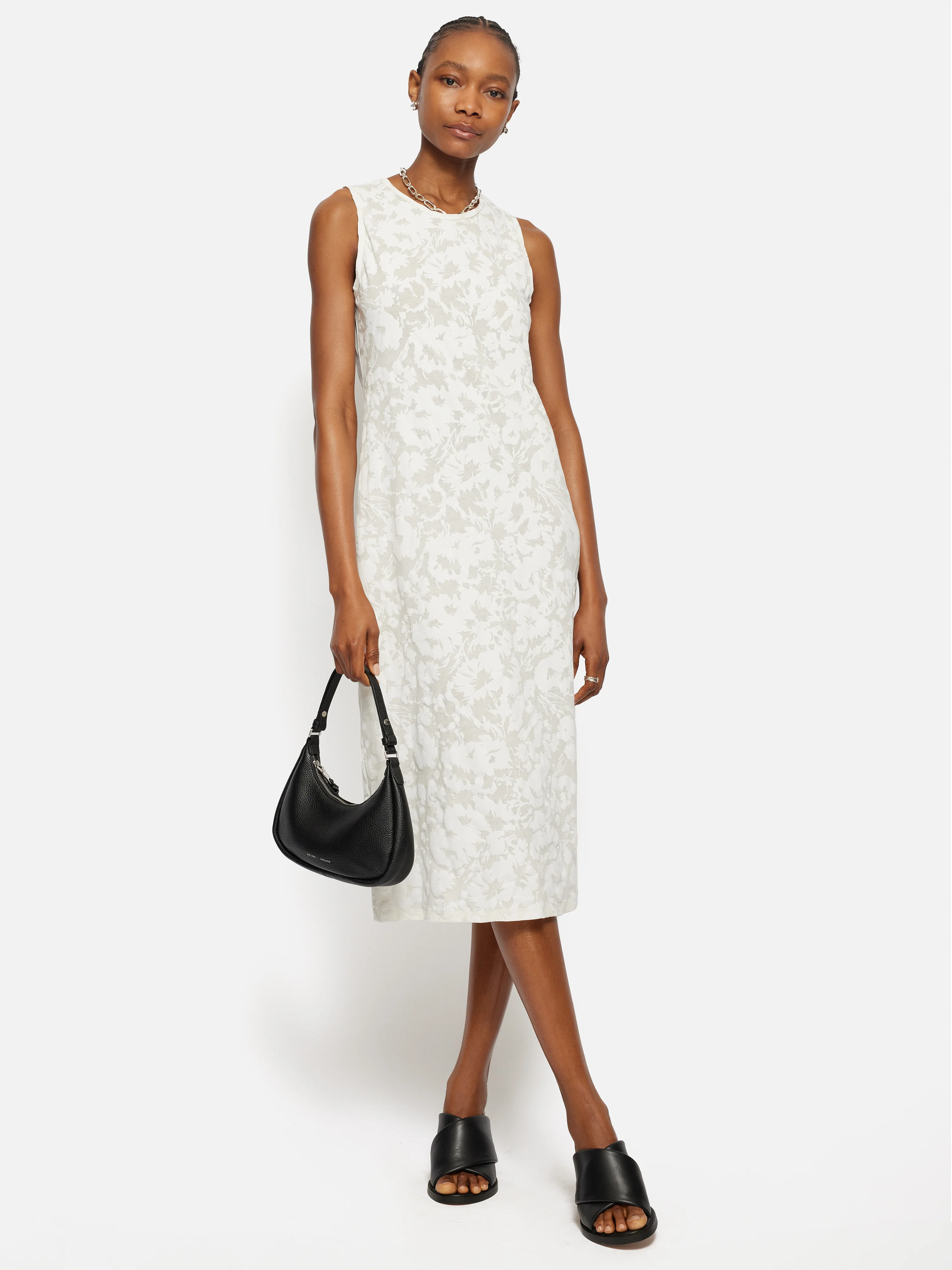 Printed Sheer Jersey Dress | White - Image 6