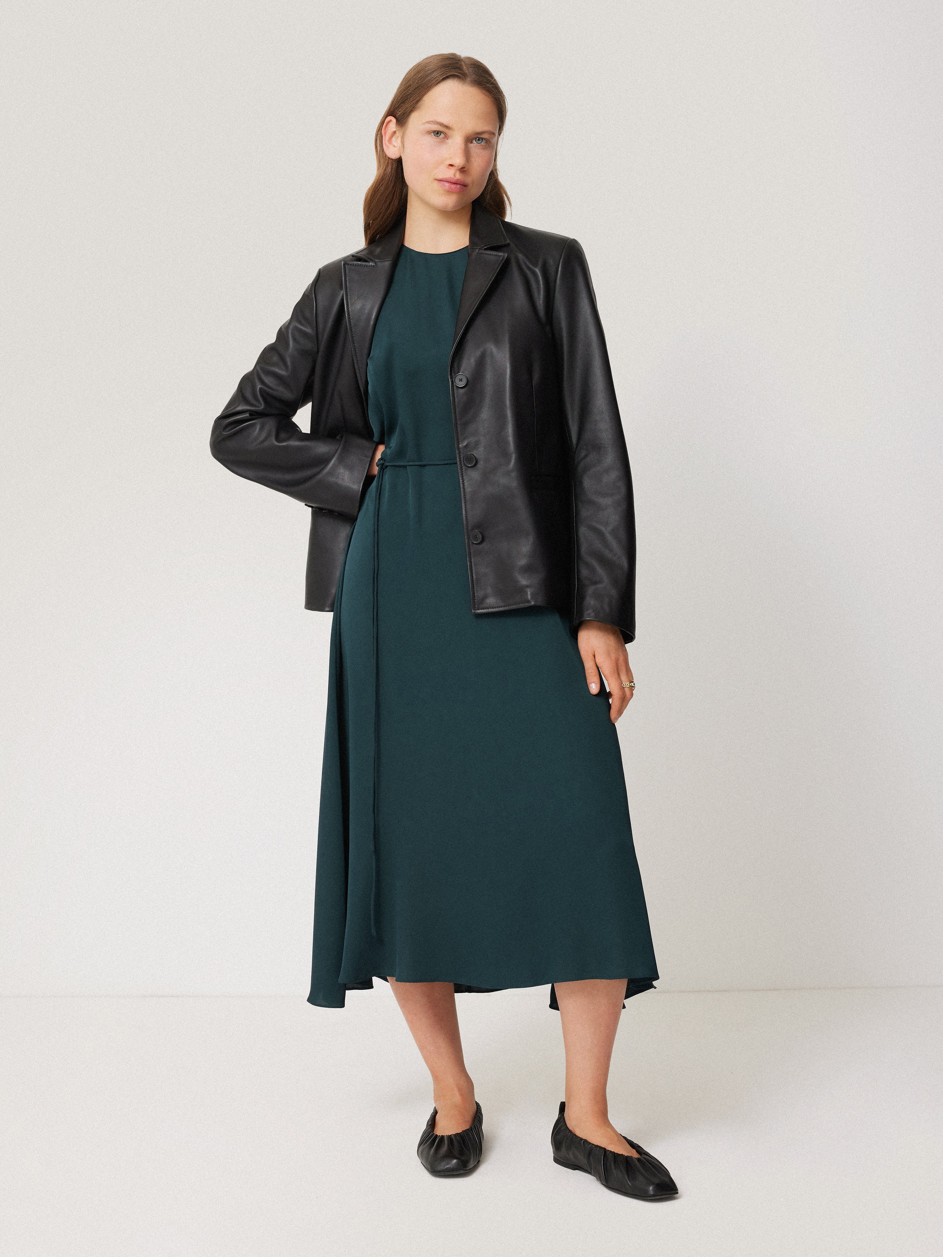 Pure Silk Drape Sleeve Dress | Blue - Image 5
