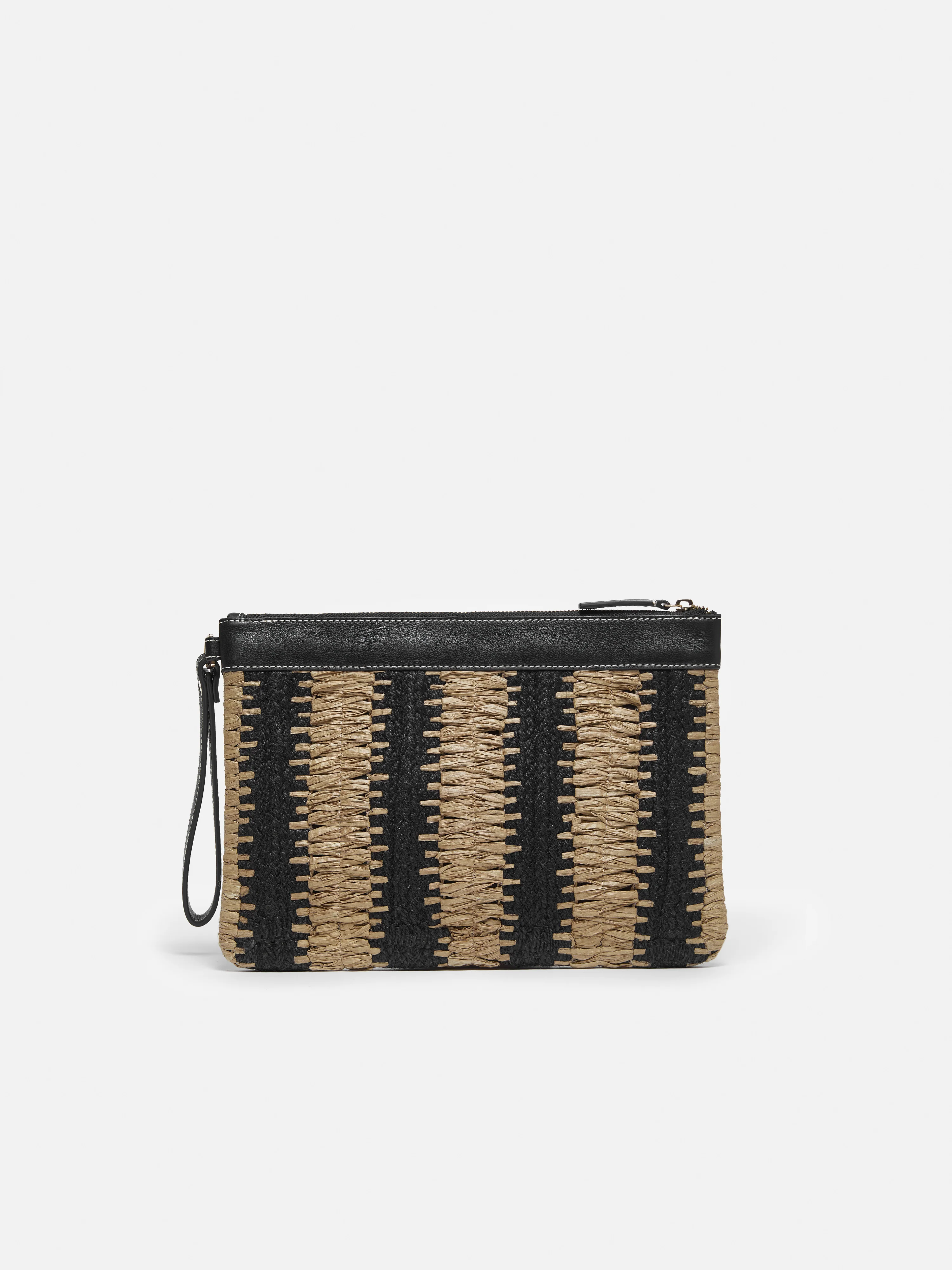 Raffia Stripe Pouch | Beige - Image 6