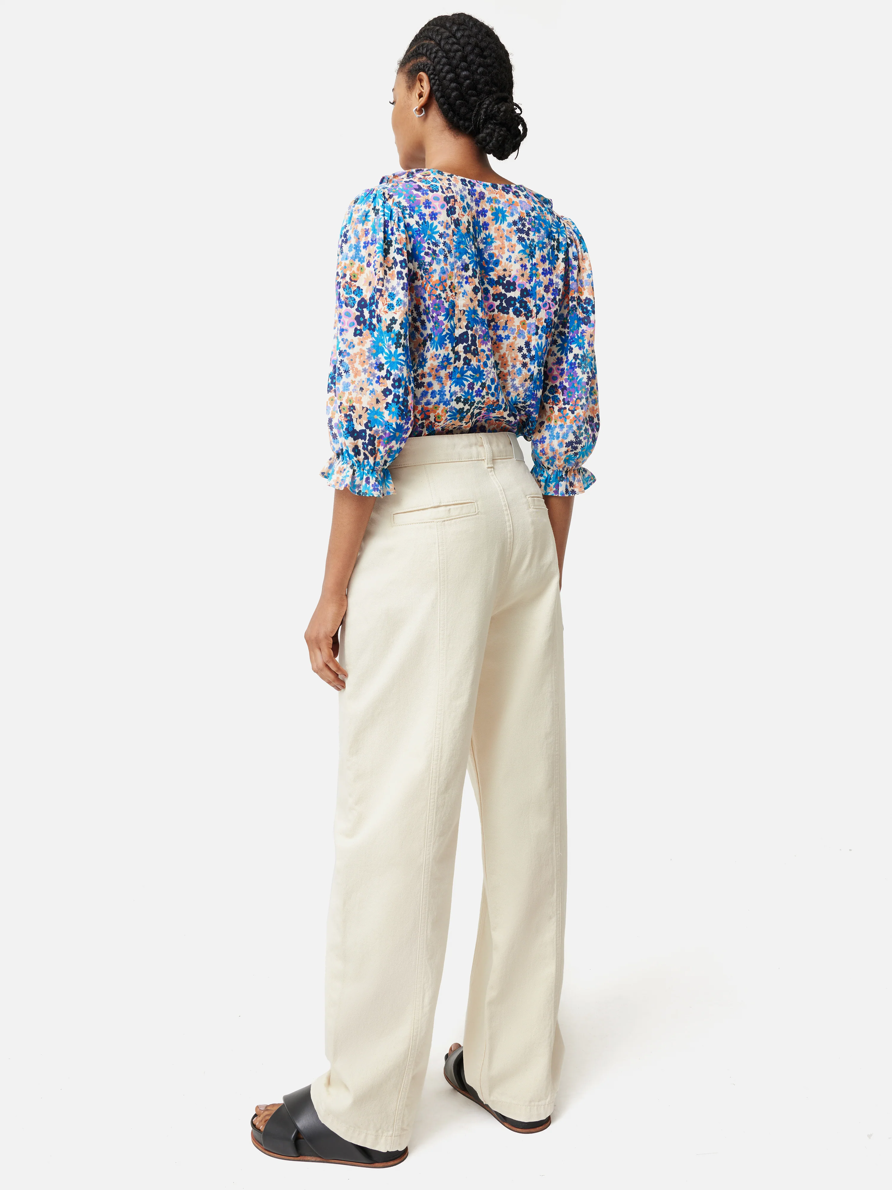 Rave Floral Cotton Crinkle Top | Blue - Image 7