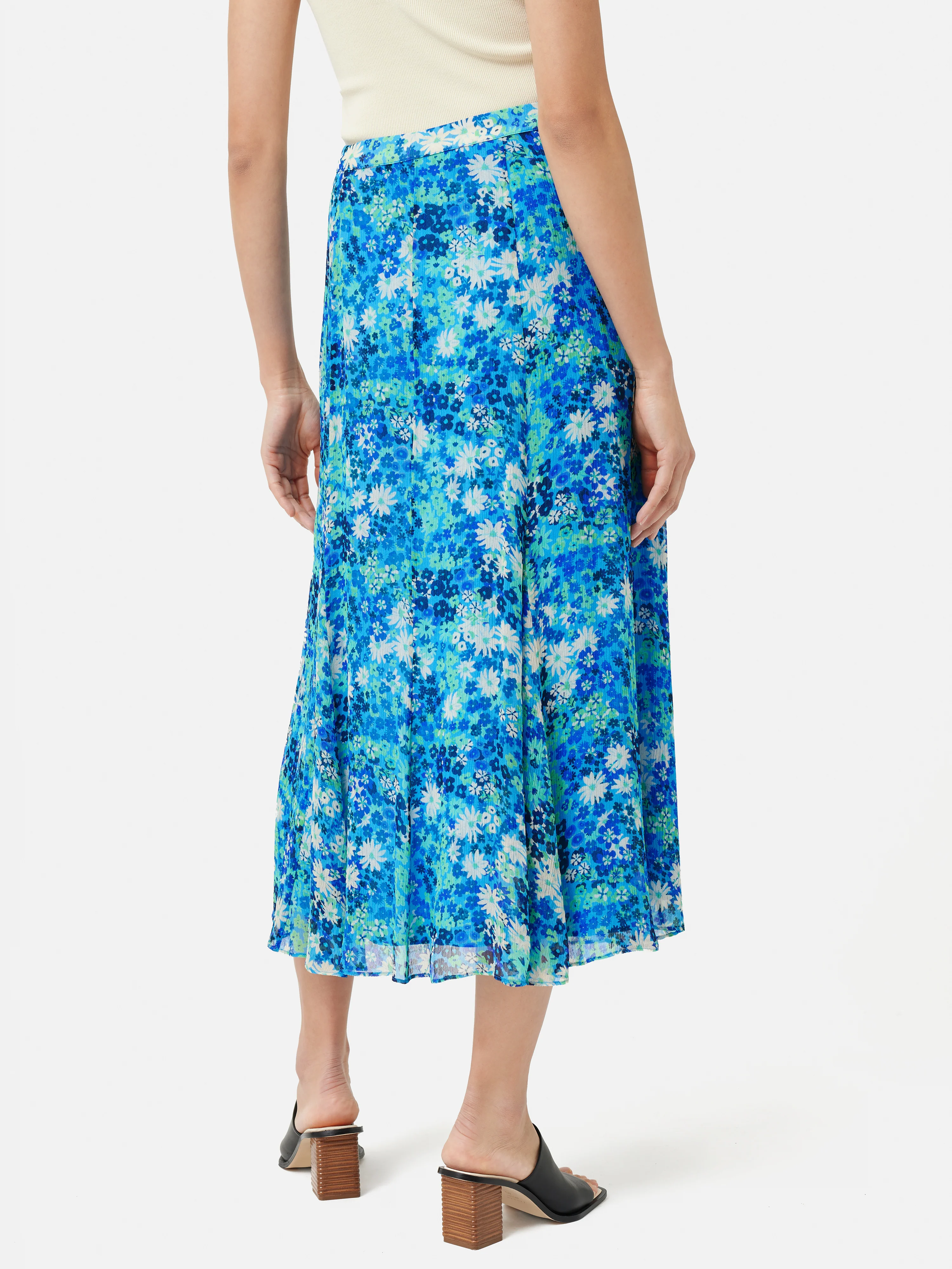 Rave Floral Crinkle Skirt | Blue - Image 4