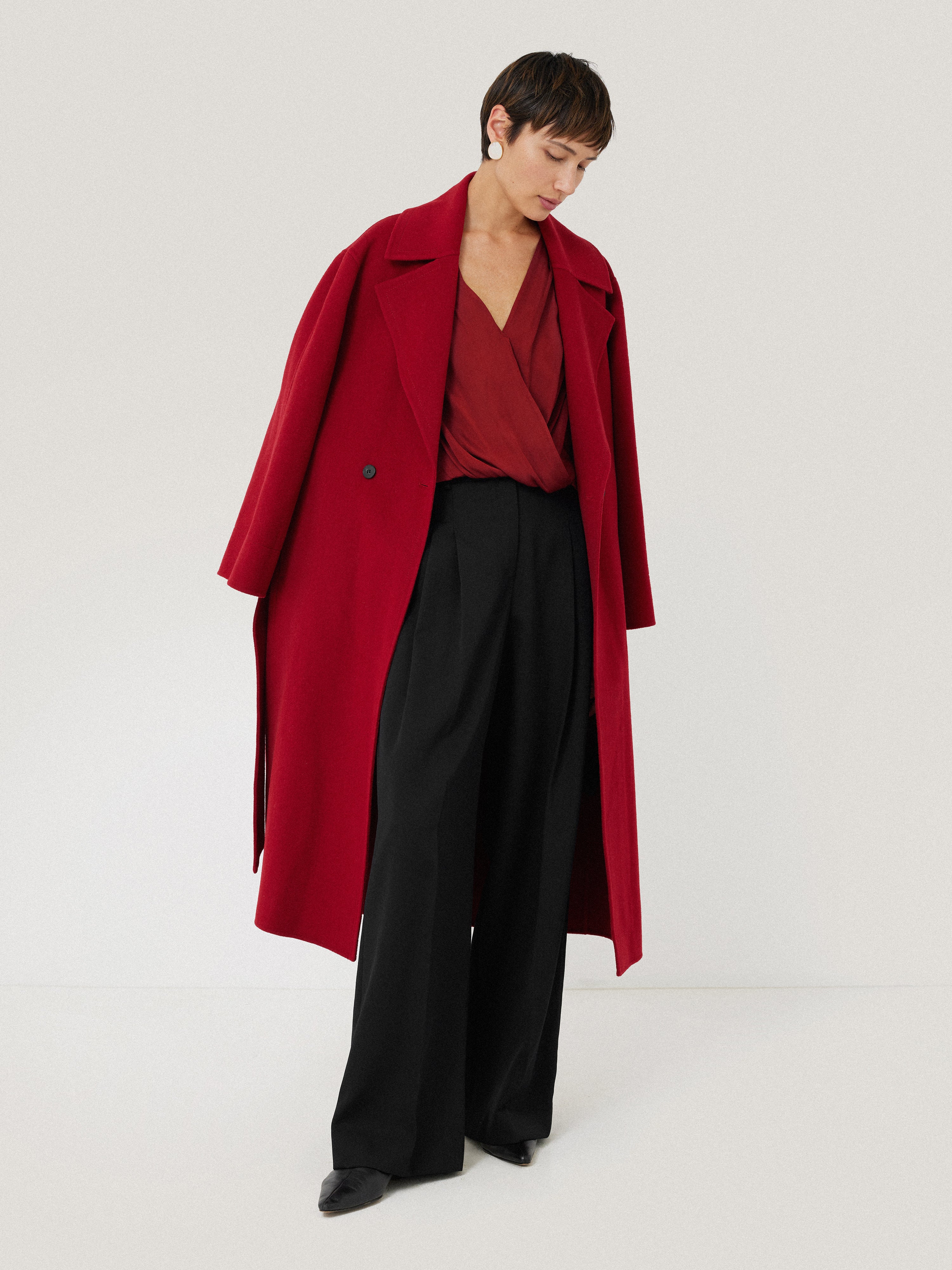 Recycled Satin Drape Wrap Top | Red - Image 5