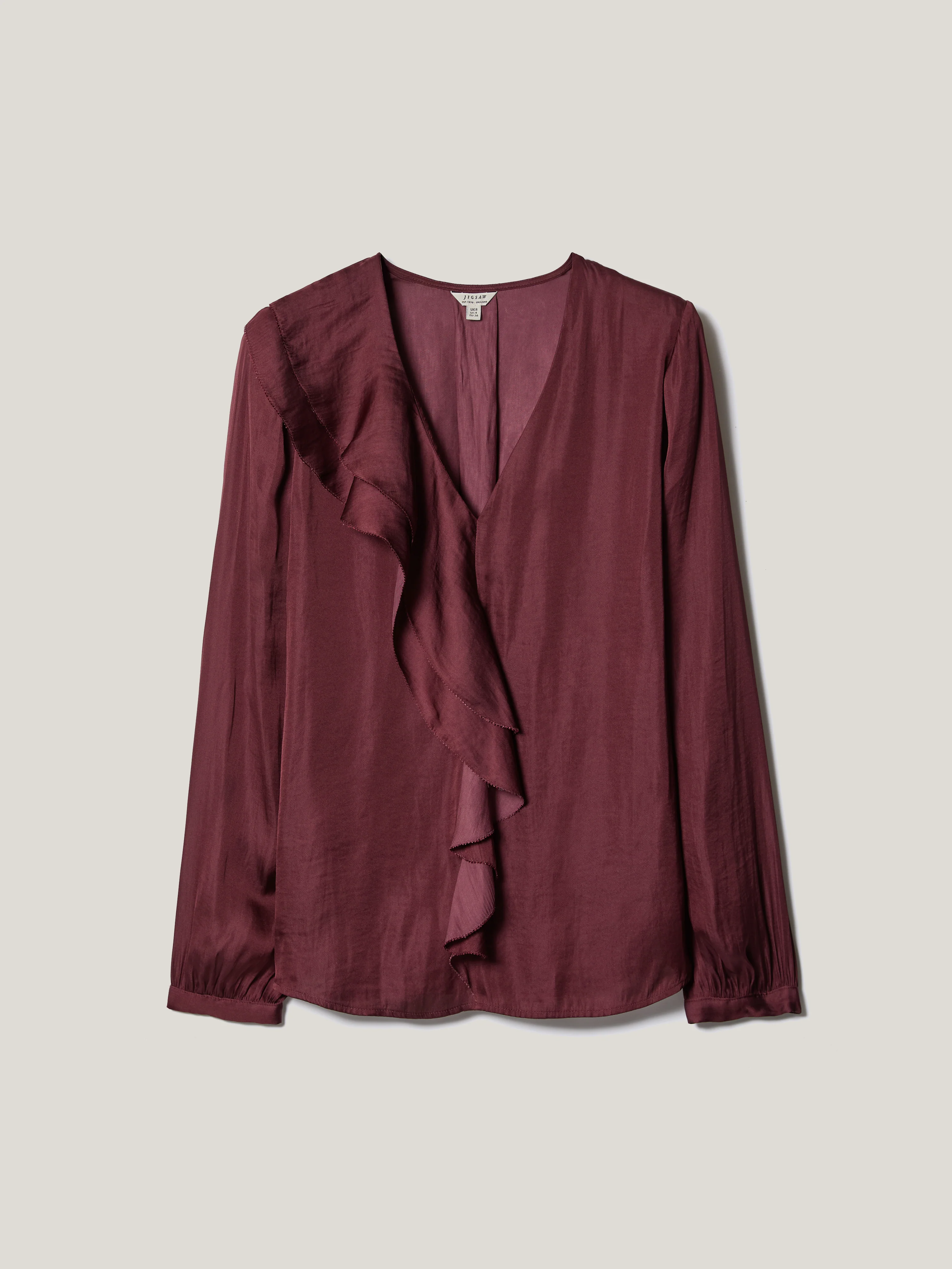 Recycled Satin Frill Blouse | Red - Image 6