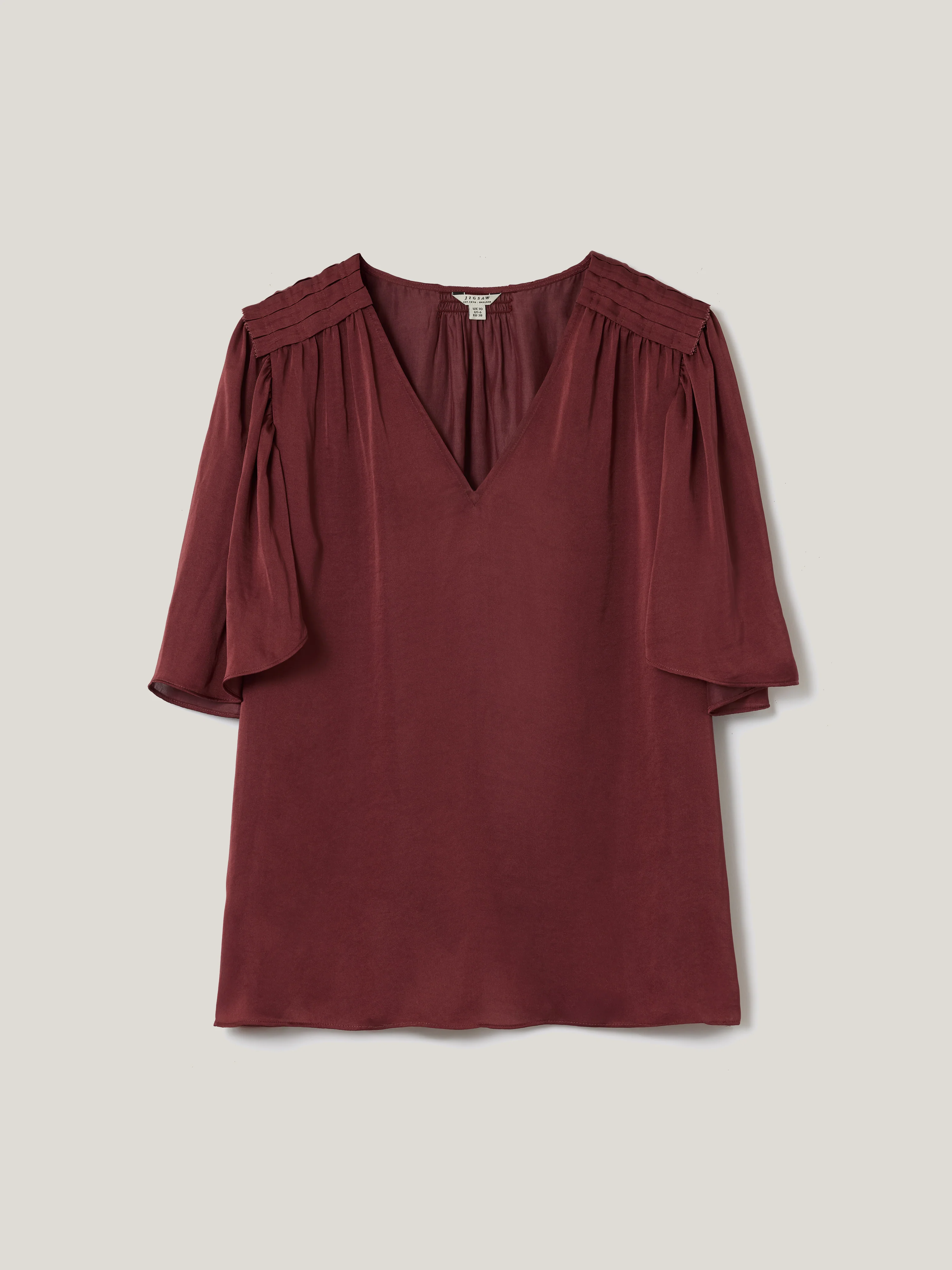 Recycled Satin Pleated Blouse | Orange - Image 5