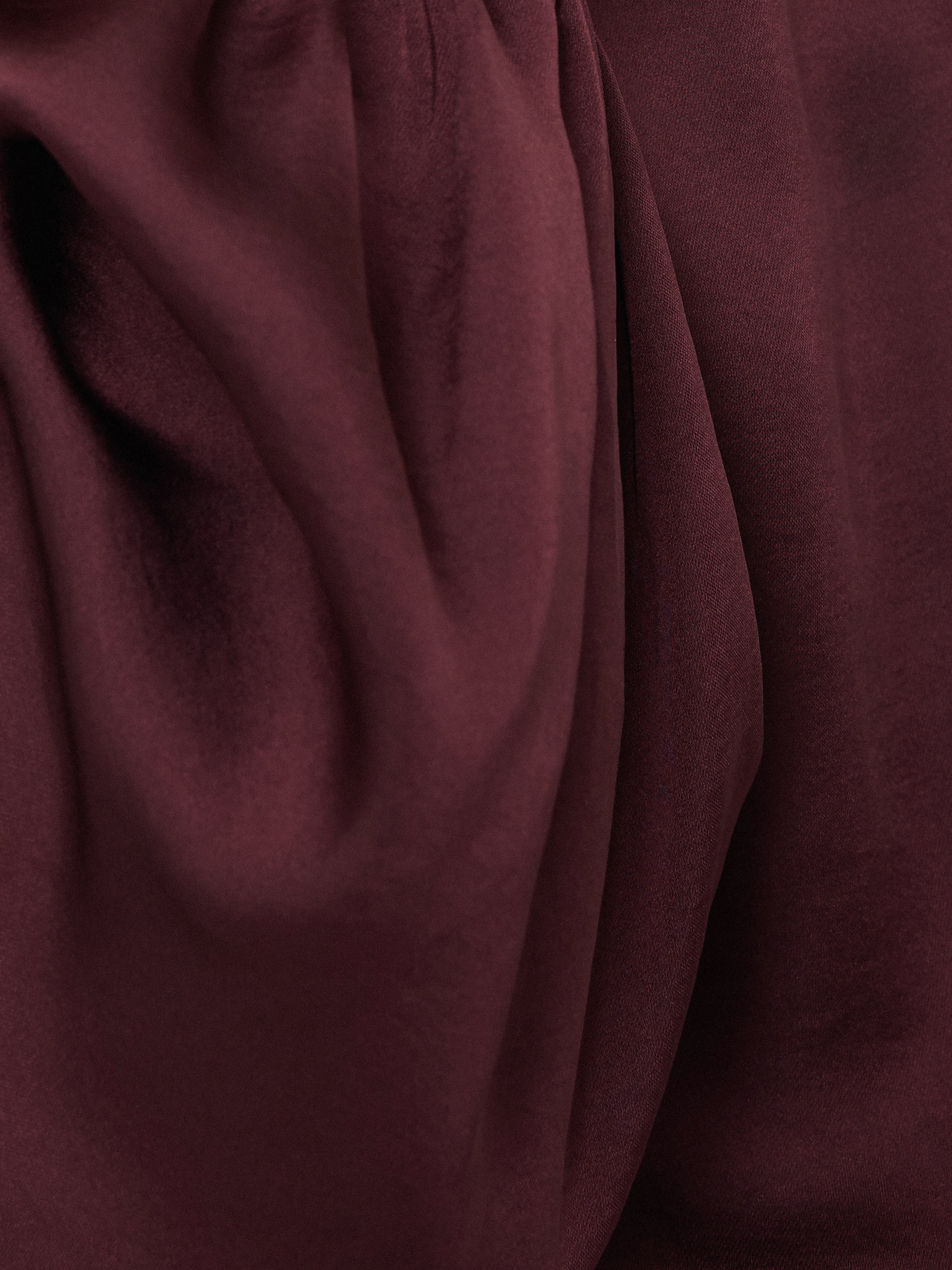 Recycled Satin Ruffle Top | Burgundy - Image 7
