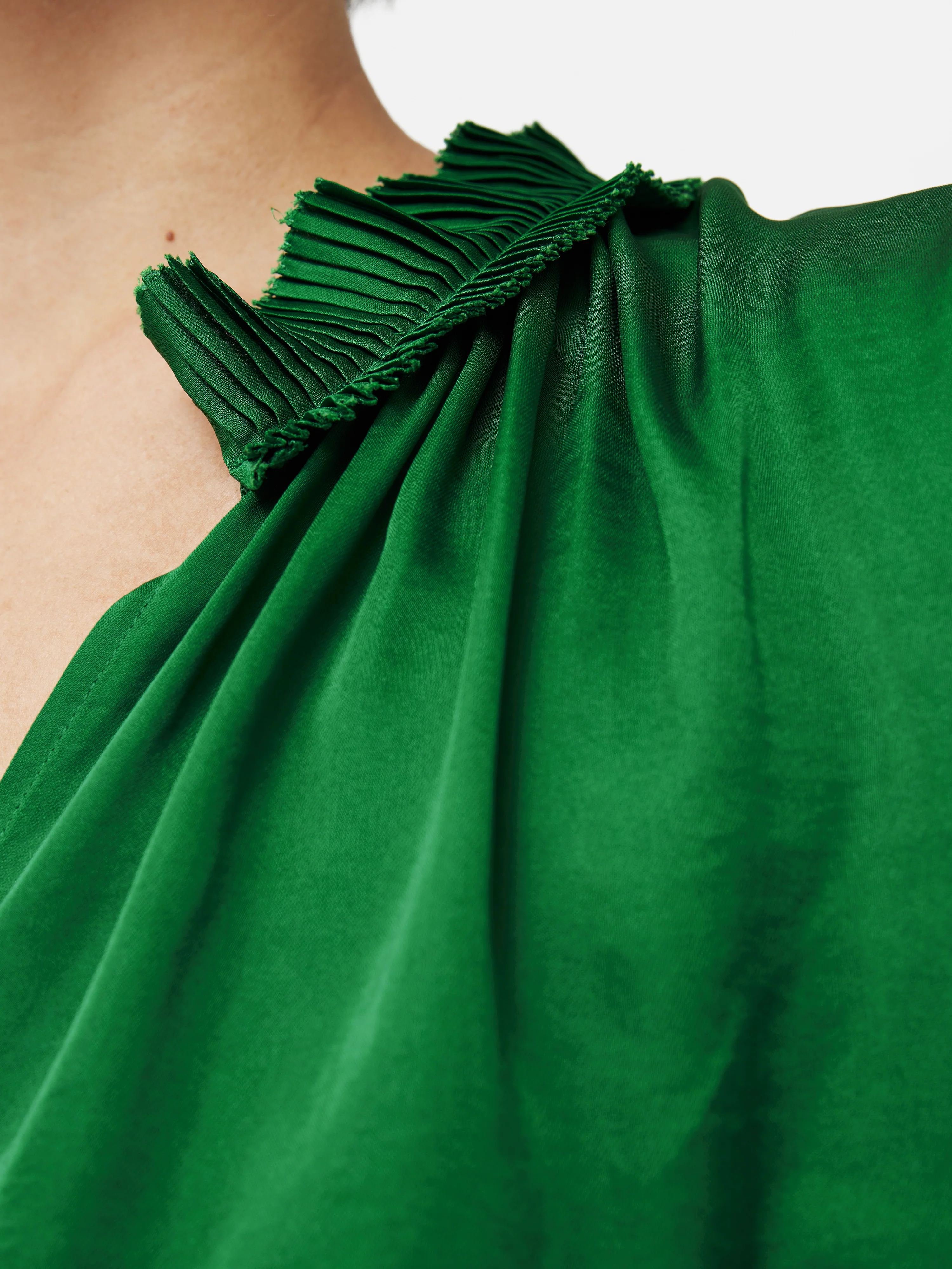Recycled Satin Ruffle Top | Green - Image 8