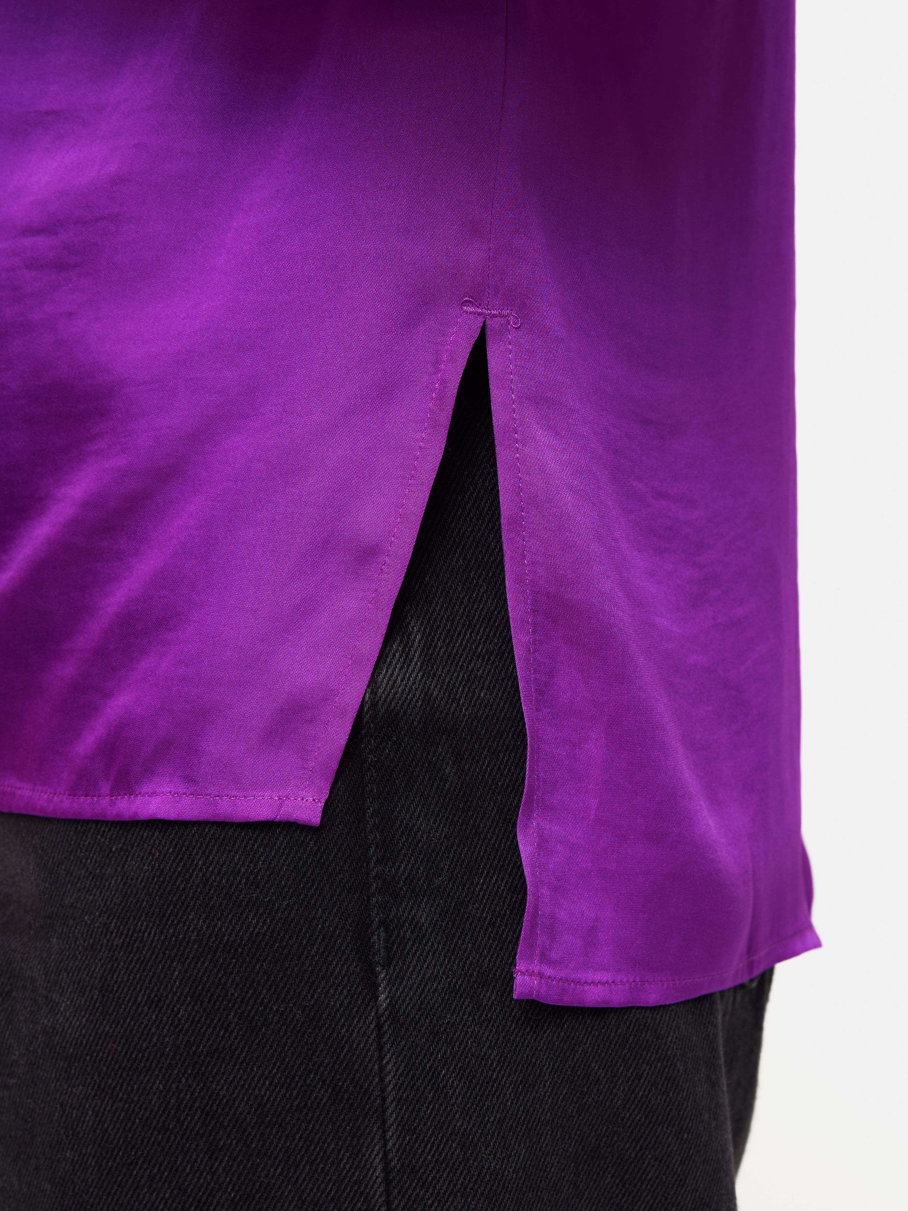 Recycled Satin V Neck Top | Purple - Image 4